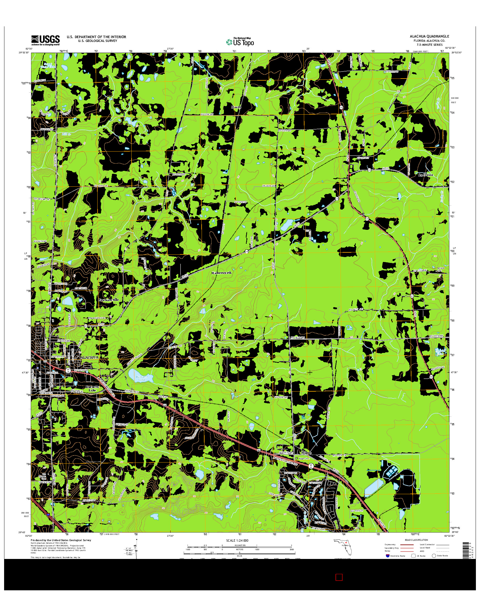 USGS US TOPO 7.5-MINUTE MAP FOR ALACHUA, FL 2015