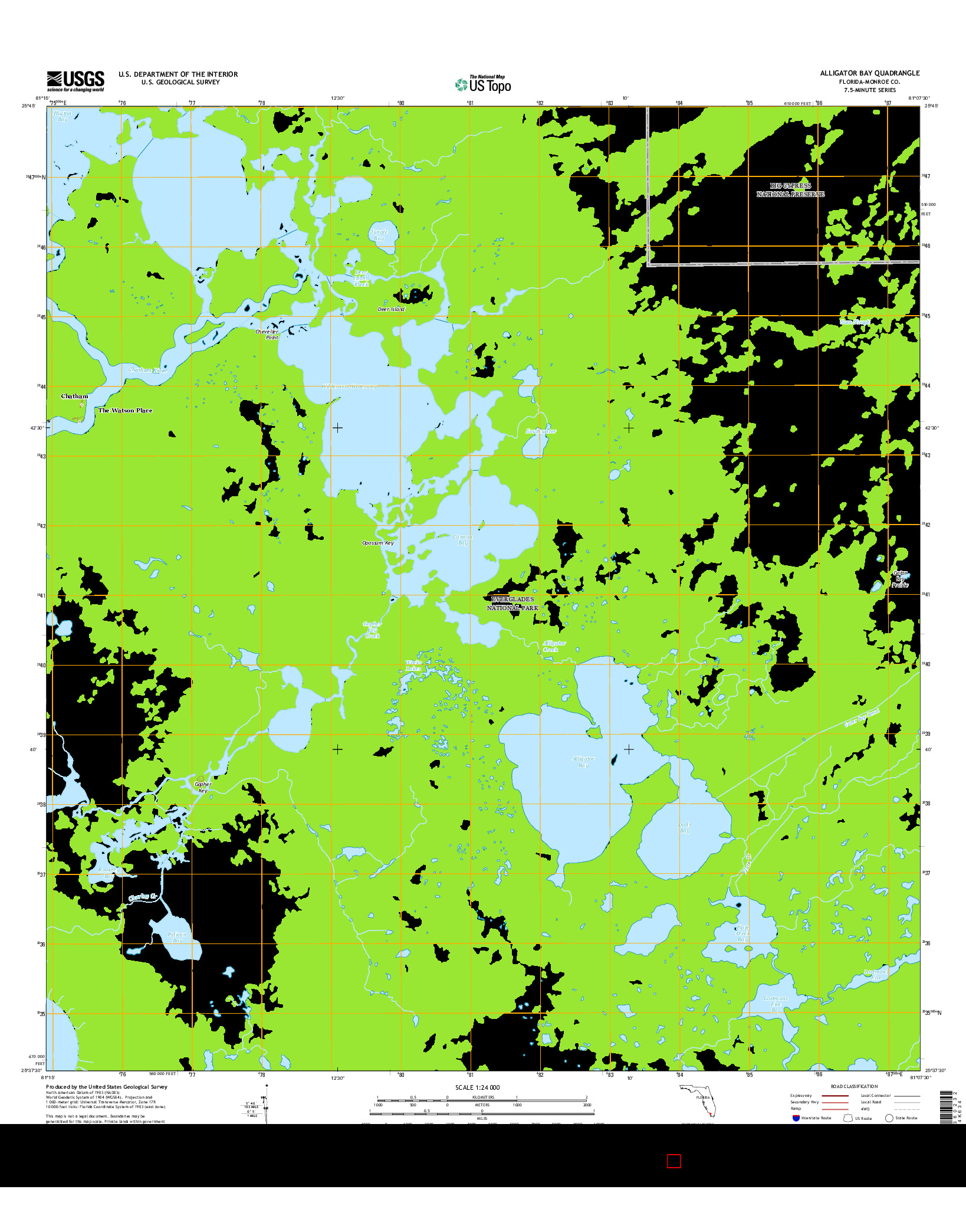 USGS US TOPO 7.5-MINUTE MAP FOR ALLIGATOR BAY, FL 2015