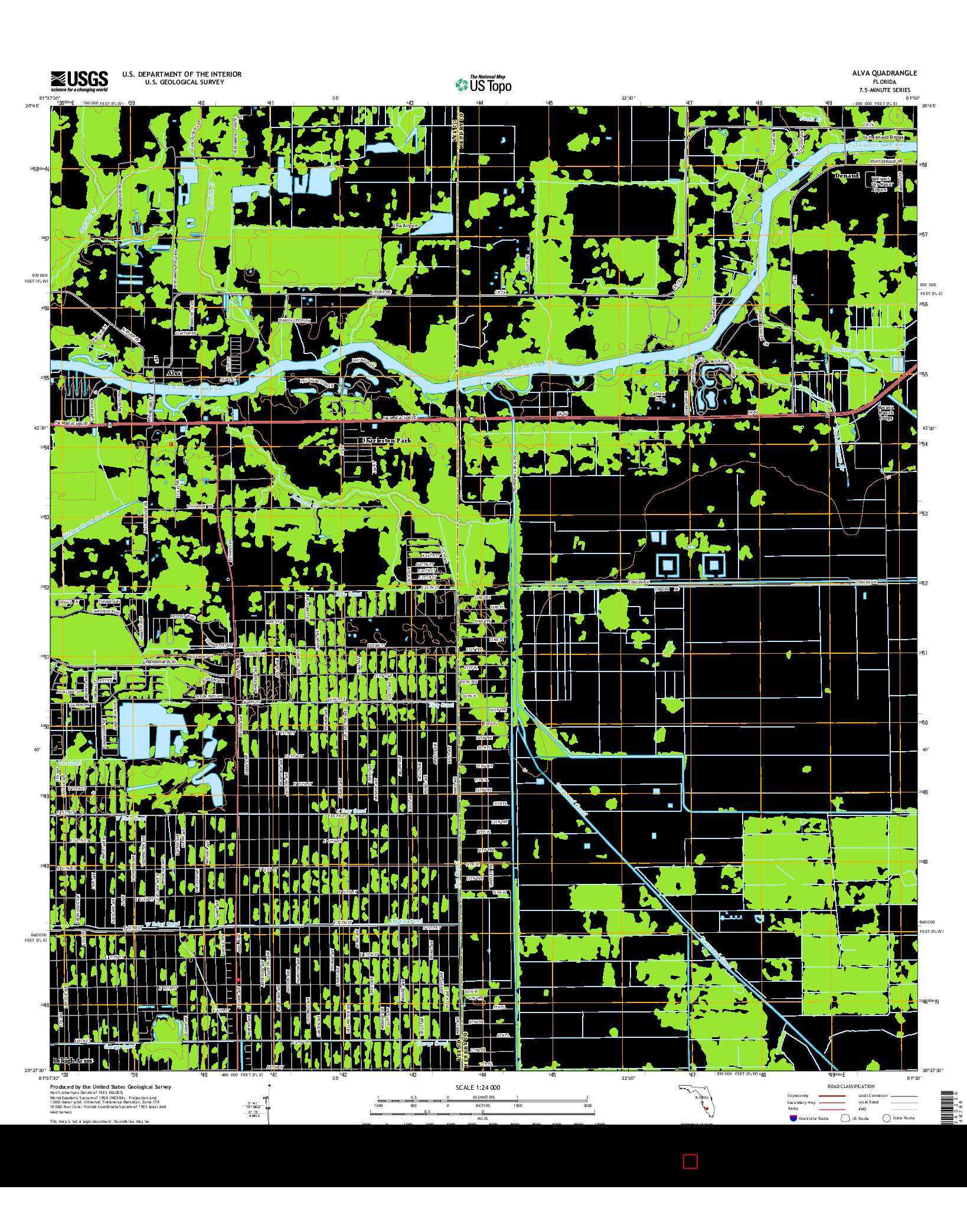 USGS US TOPO 7.5-MINUTE MAP FOR ALVA, FL 2015