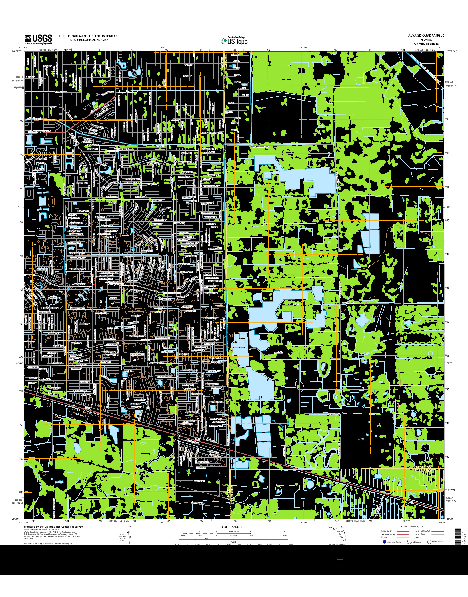 USGS US TOPO 7.5-MINUTE MAP FOR ALVA SE, FL 2015