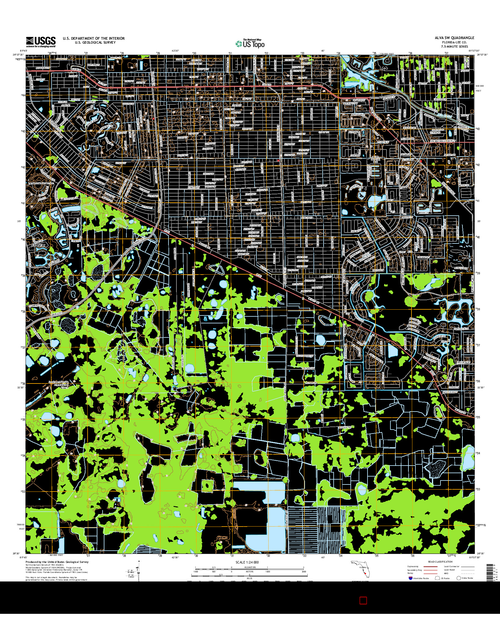 USGS US TOPO 7.5-MINUTE MAP FOR ALVA SW, FL 2015