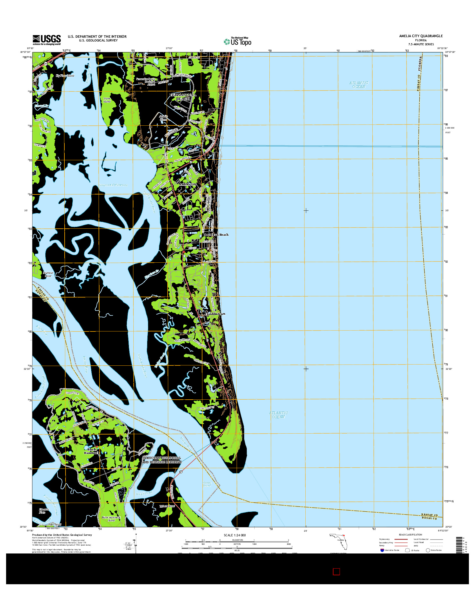USGS US TOPO 7.5-MINUTE MAP FOR AMELIA CITY, FL 2015