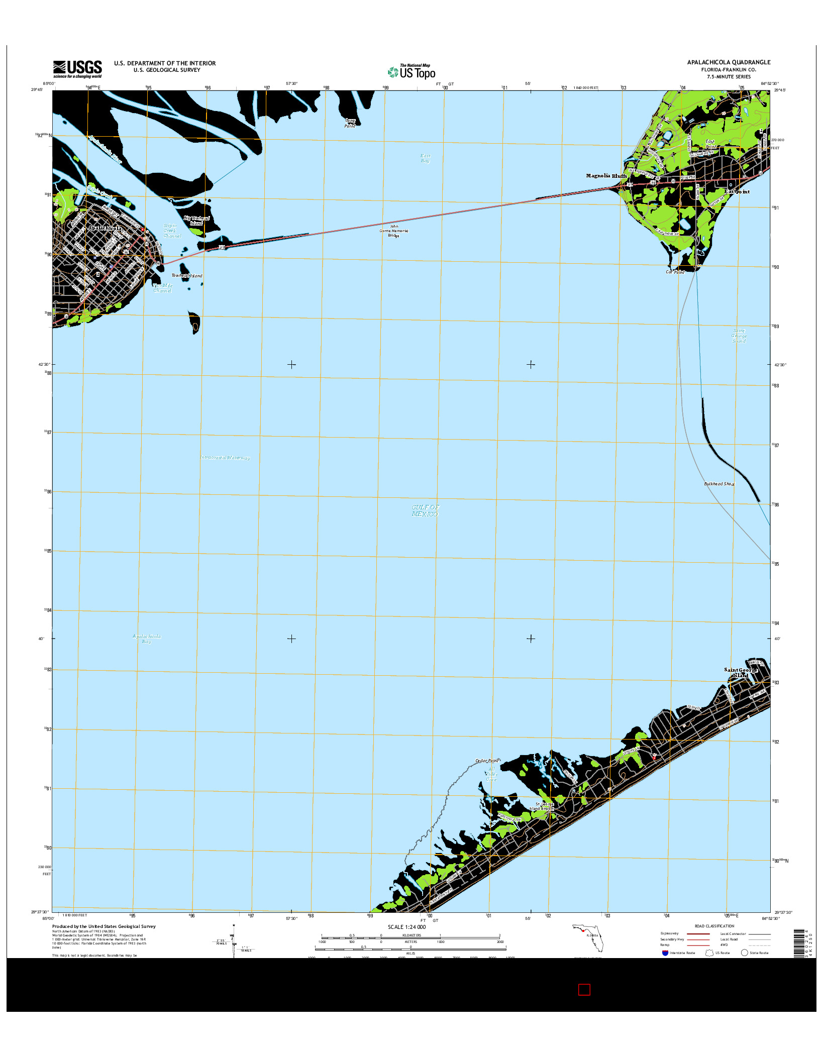 USGS US TOPO 7.5-MINUTE MAP FOR APALACHICOLA, FL 2015