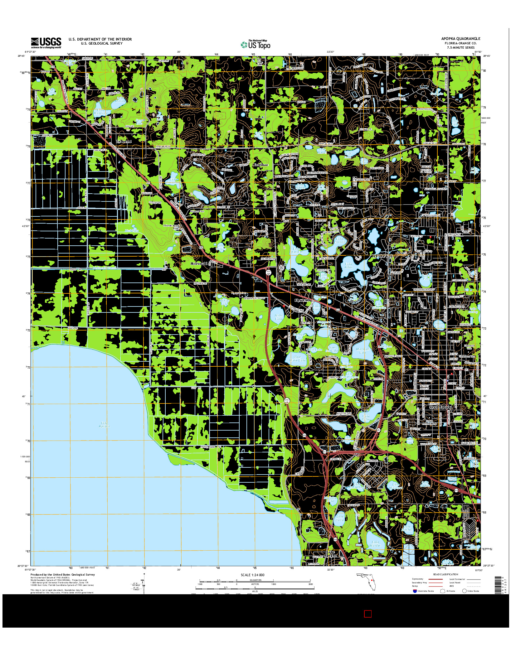 USGS US TOPO 7.5-MINUTE MAP FOR APOPKA, FL 2015