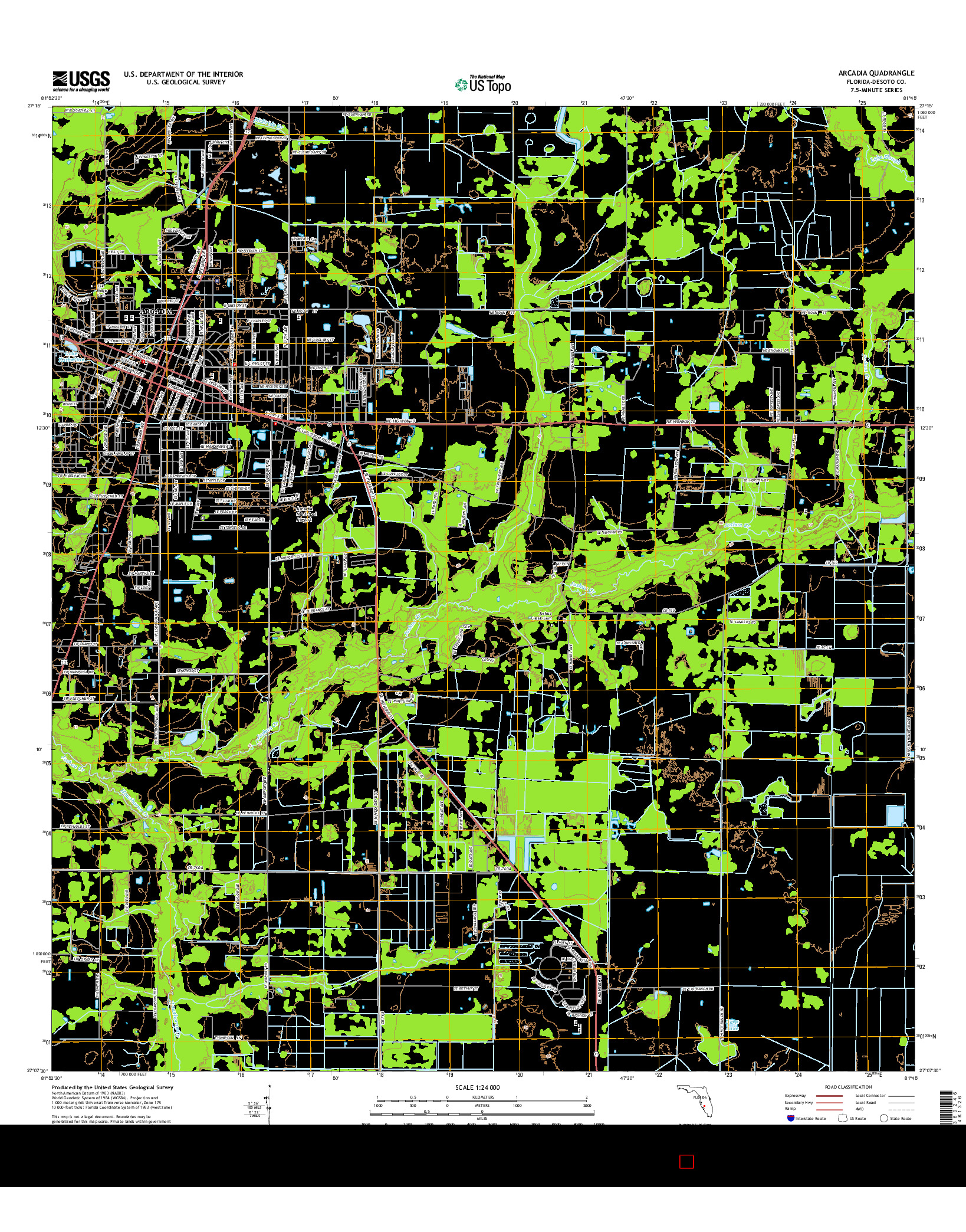 USGS US TOPO 7.5-MINUTE MAP FOR ARCADIA, FL 2015