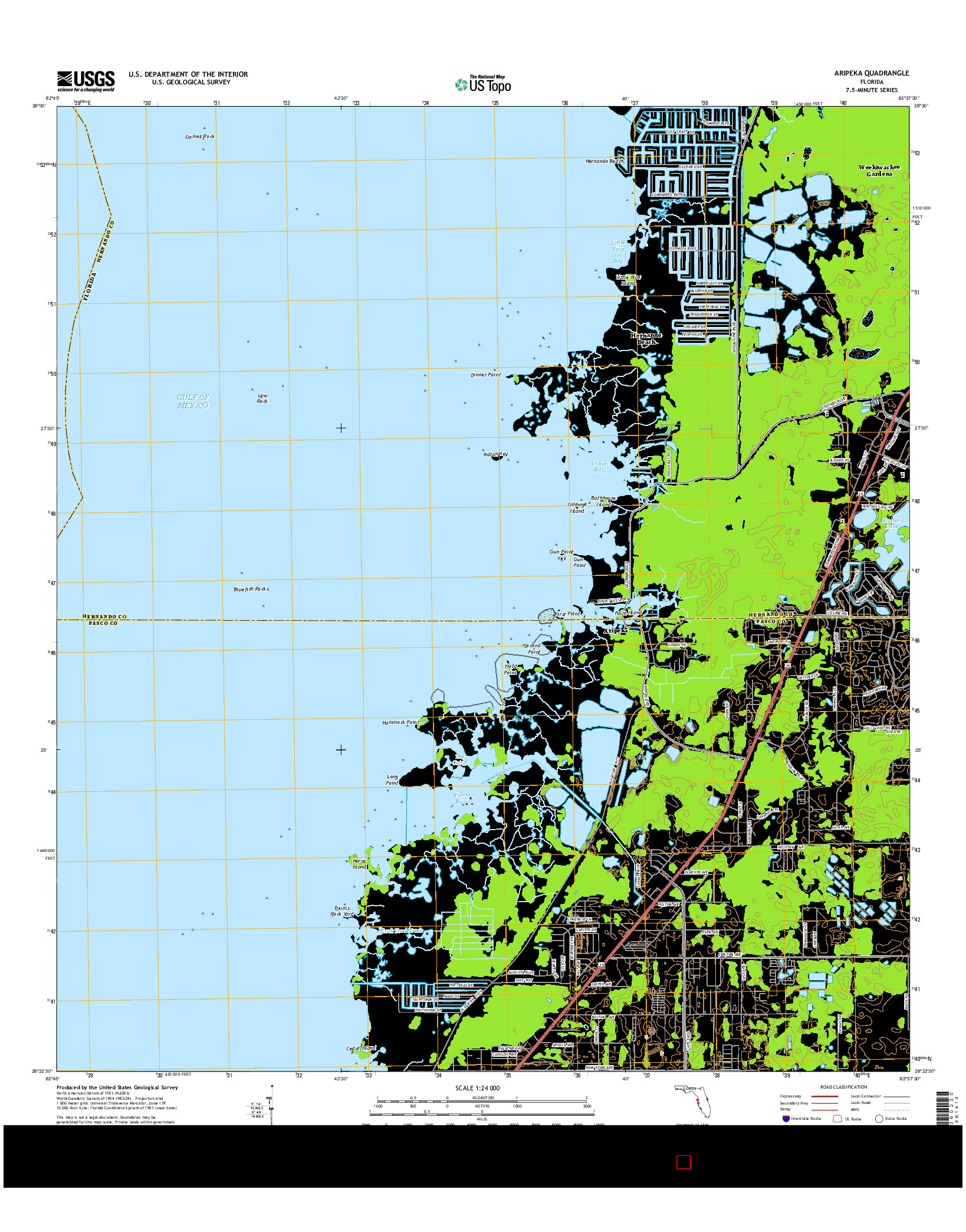 USGS US TOPO 7.5-MINUTE MAP FOR ARIPEKA, FL 2015
