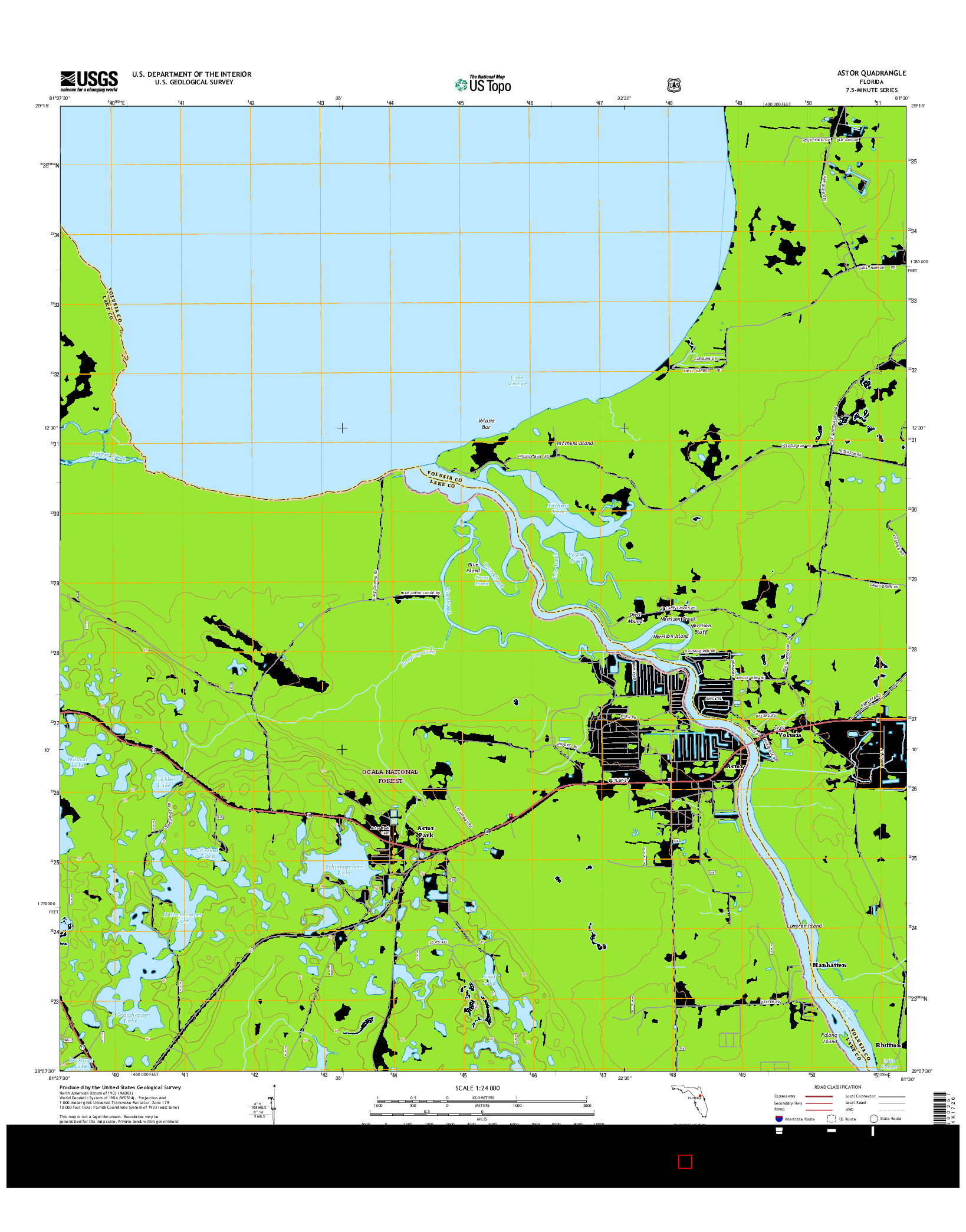 USGS US TOPO 7.5-MINUTE MAP FOR ASTOR, FL 2015
