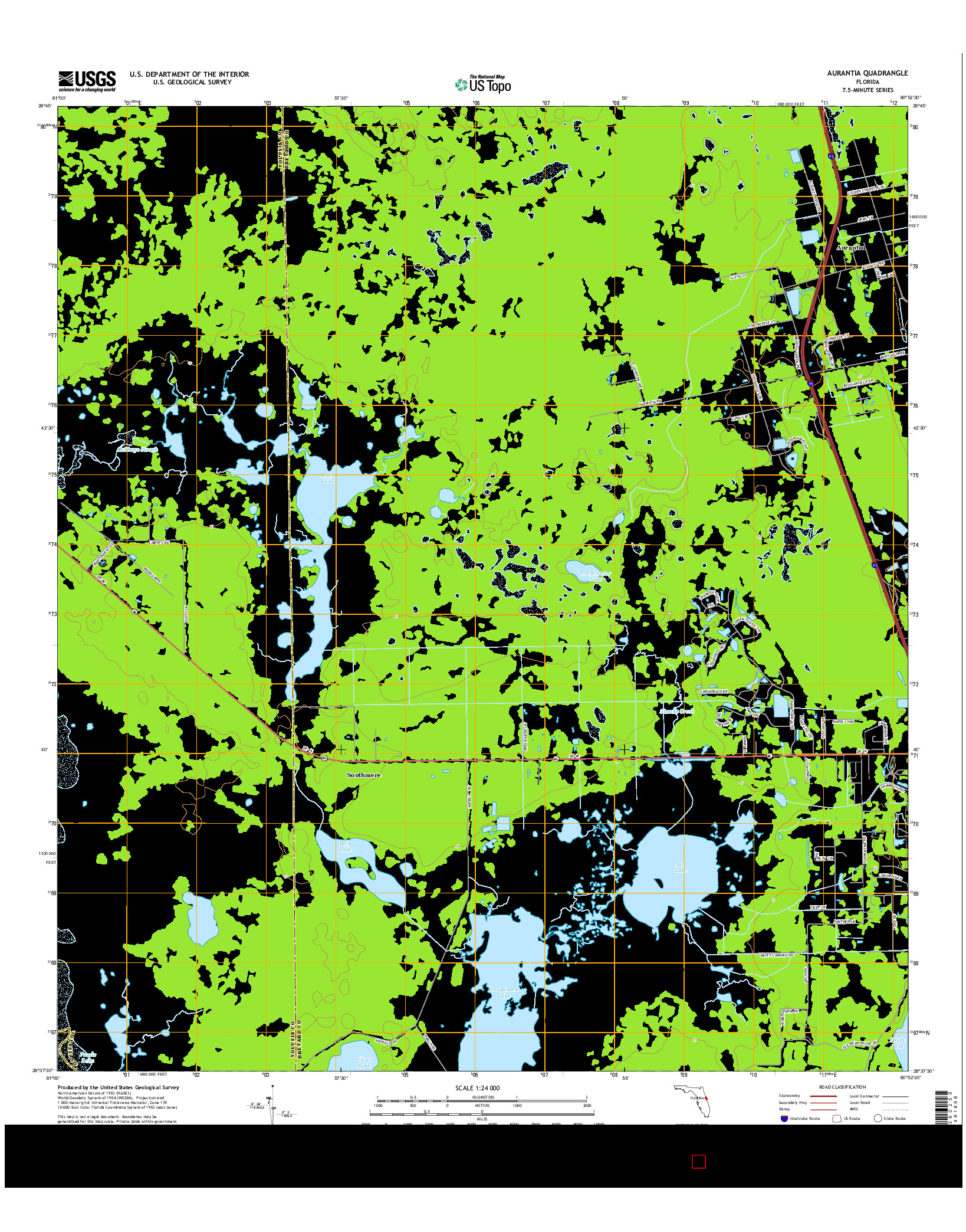 USGS US TOPO 7.5-MINUTE MAP FOR AURANTIA, FL 2015