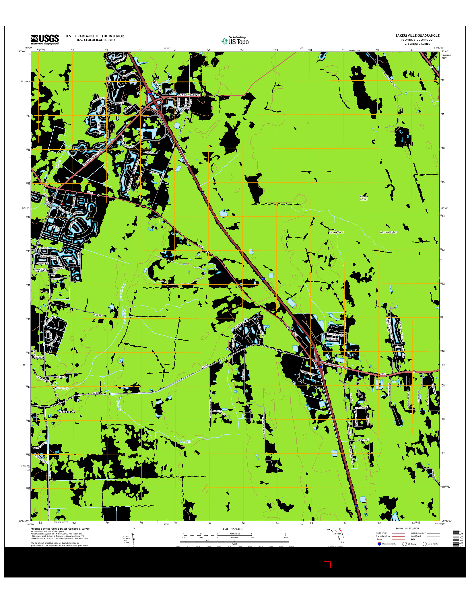 USGS US TOPO 7.5-MINUTE MAP FOR BAKERSVILLE, FL 2015