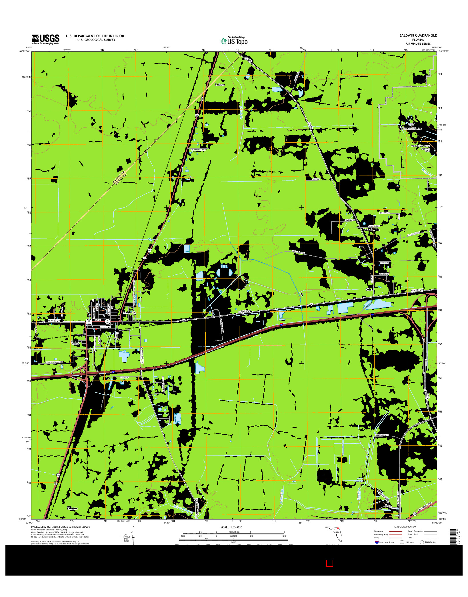 USGS US TOPO 7.5-MINUTE MAP FOR BALDWIN, FL 2015