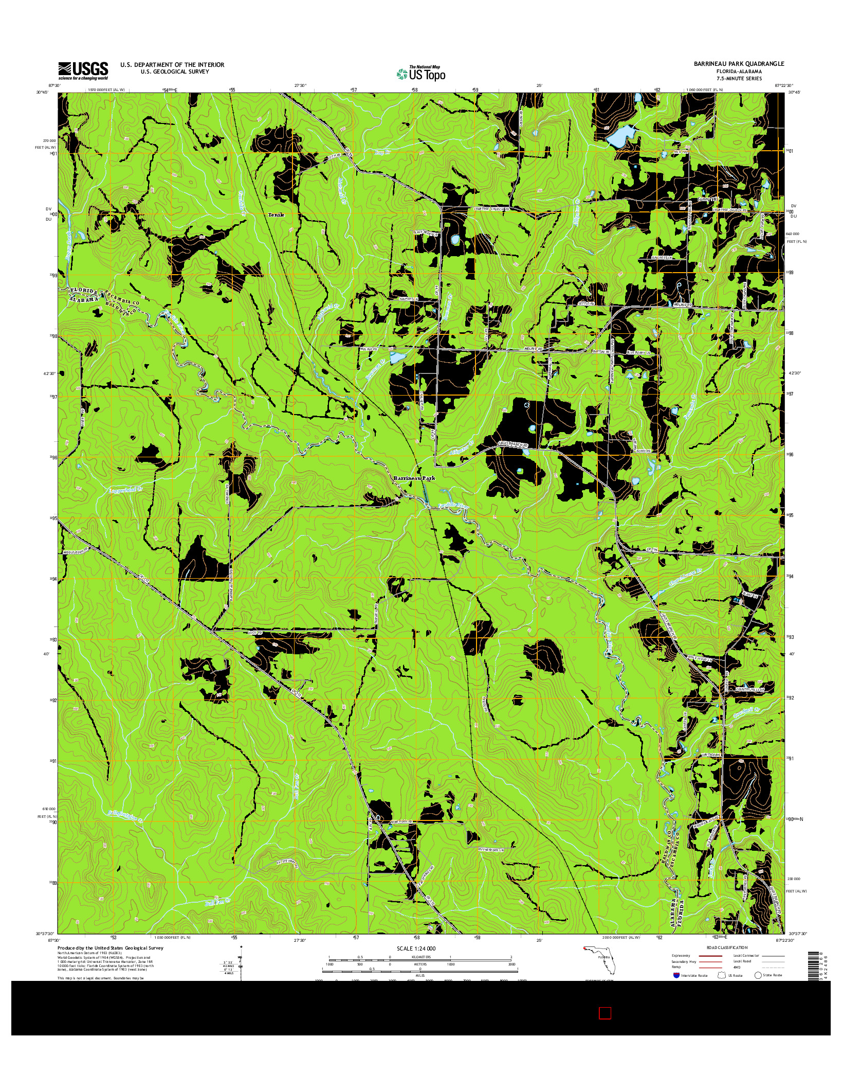 USGS US TOPO 7.5-MINUTE MAP FOR BARRINEAU PARK, FL-AL 2015