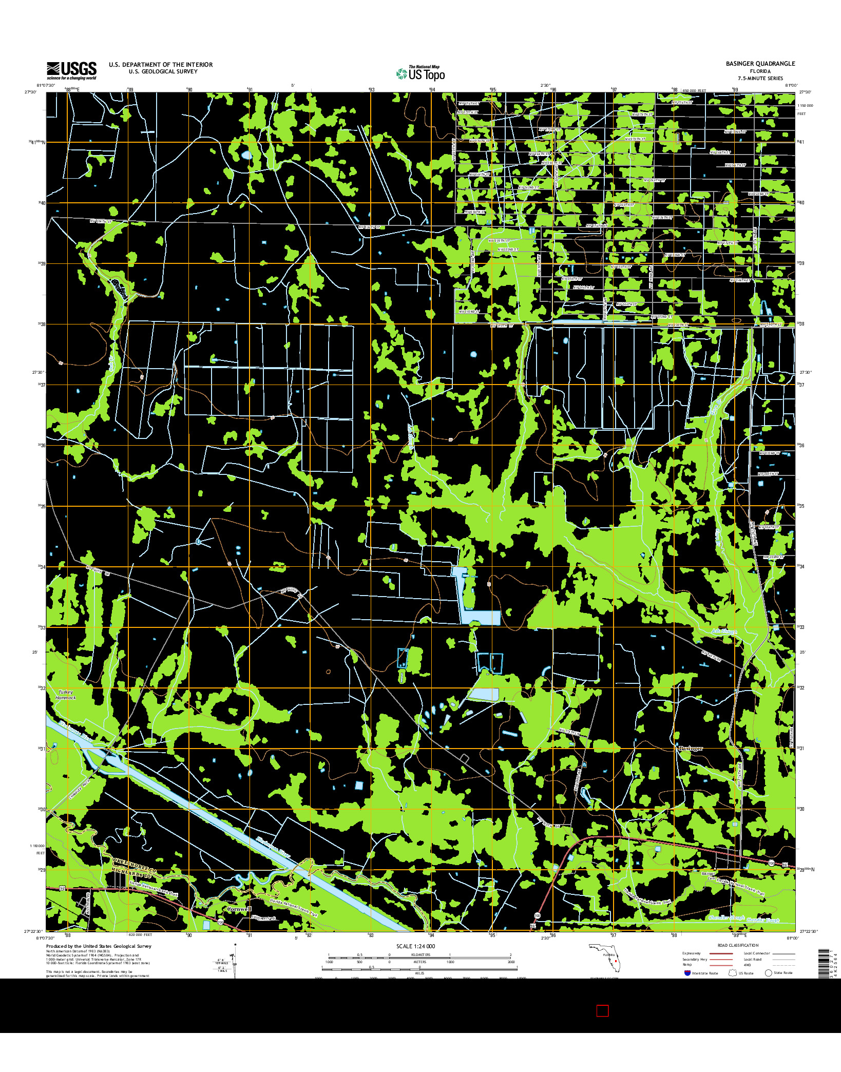 USGS US TOPO 7.5-MINUTE MAP FOR BASINGER, FL 2015