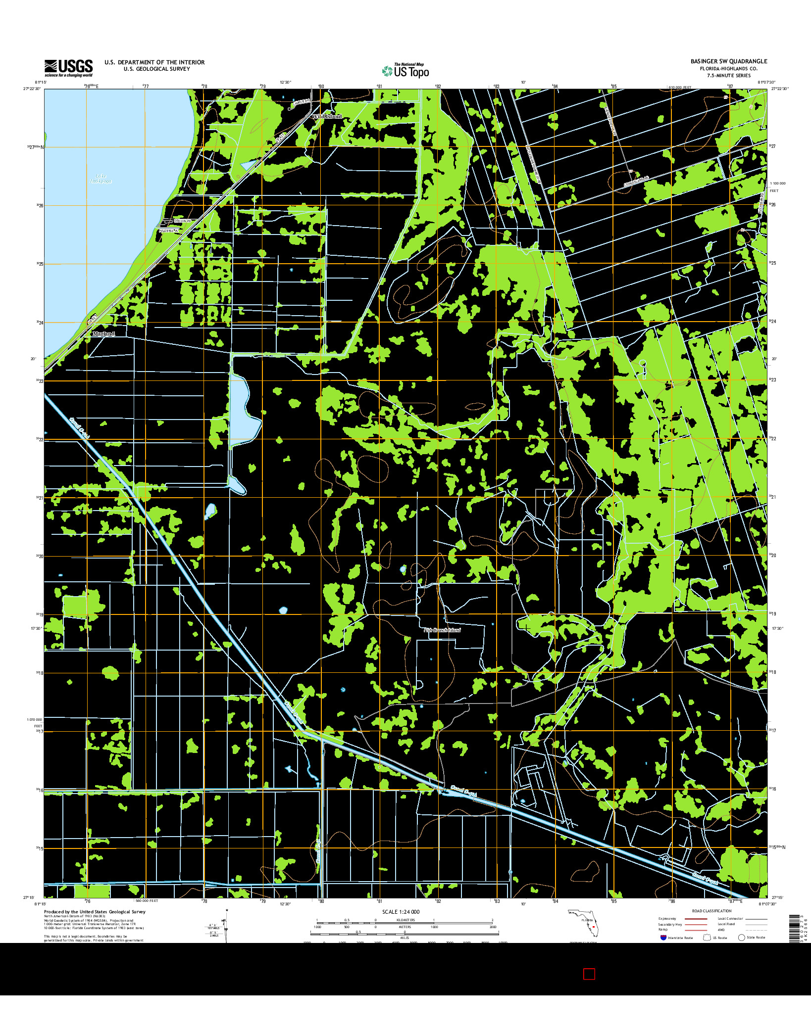 USGS US TOPO 7.5-MINUTE MAP FOR BASINGER SW, FL 2015