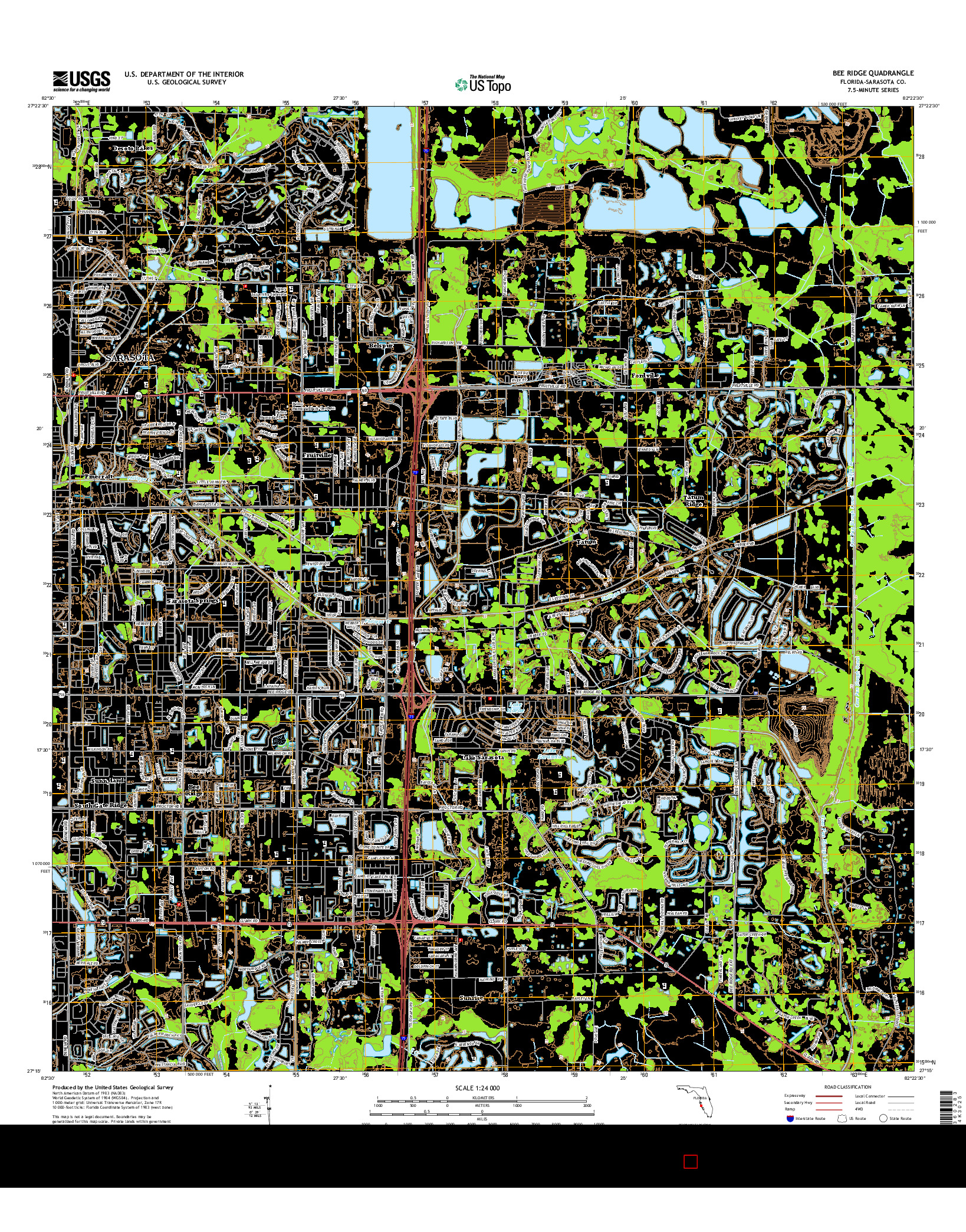 USGS US TOPO 7.5-MINUTE MAP FOR BEE RIDGE, FL 2015