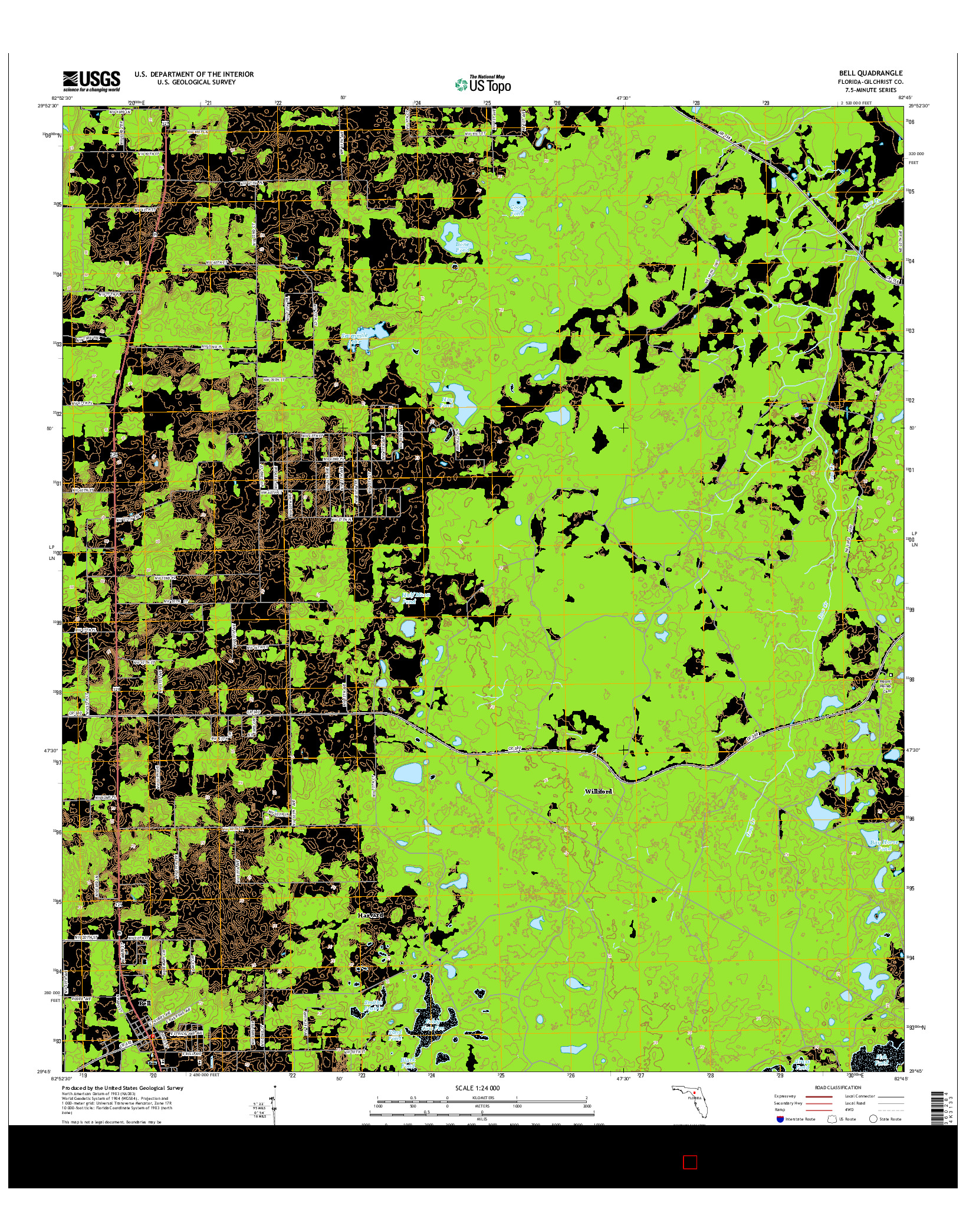 USGS US TOPO 7.5-MINUTE MAP FOR BELL, FL 2015