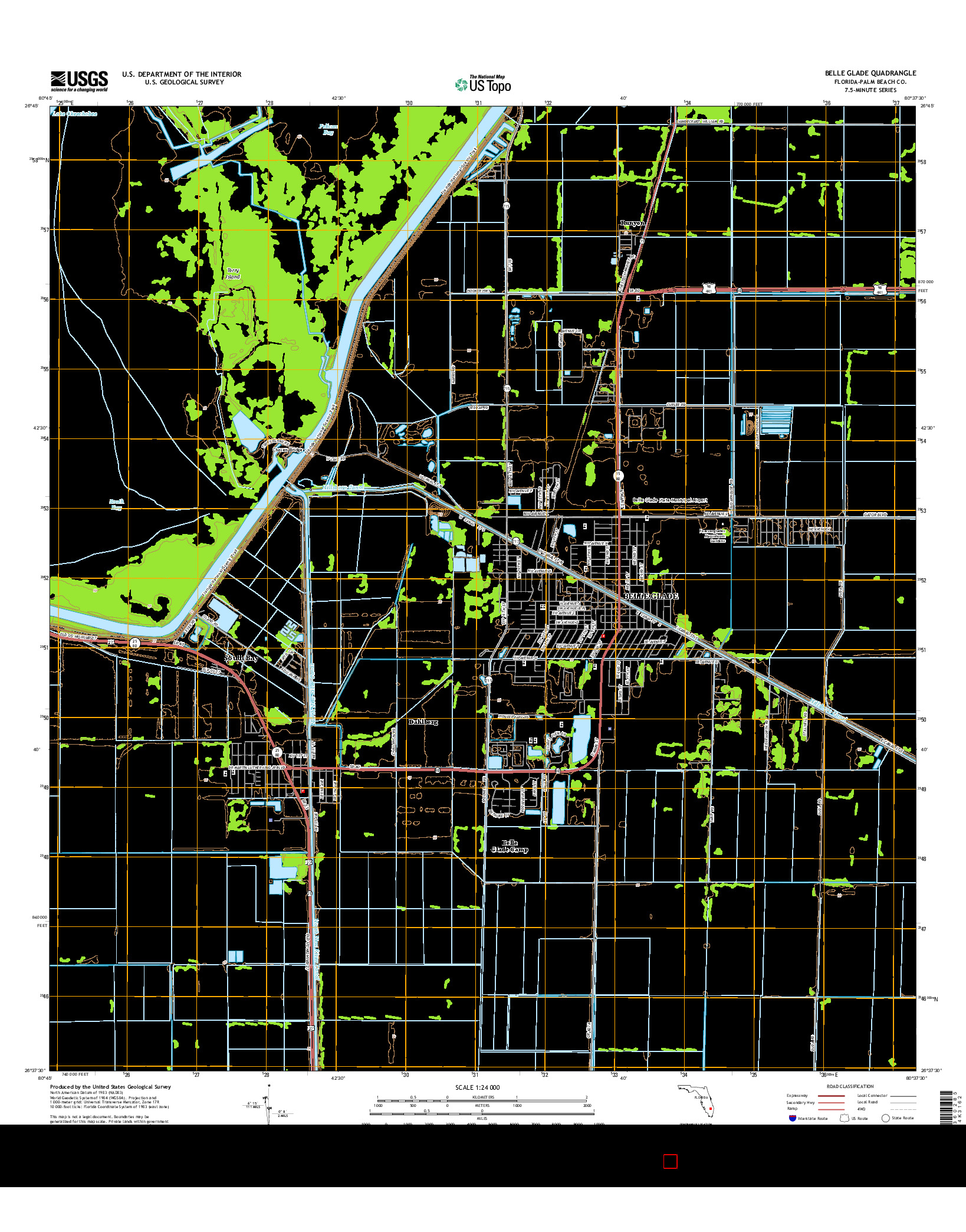 USGS US TOPO 7.5-MINUTE MAP FOR BELLE GLADE, FL 2015