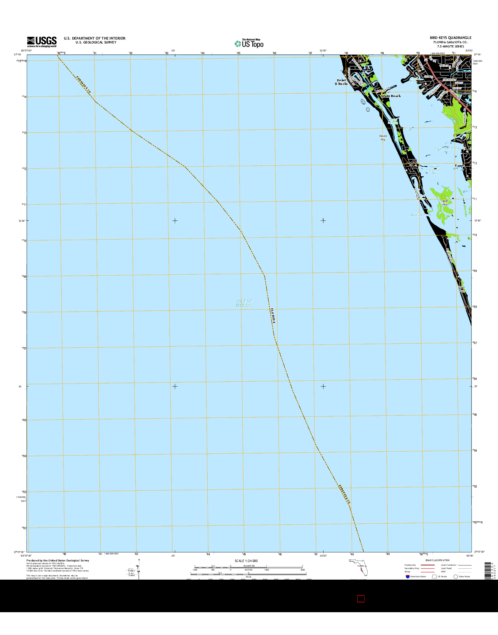 USGS US TOPO 7.5-MINUTE MAP FOR BIRD KEYS, FL 2015
