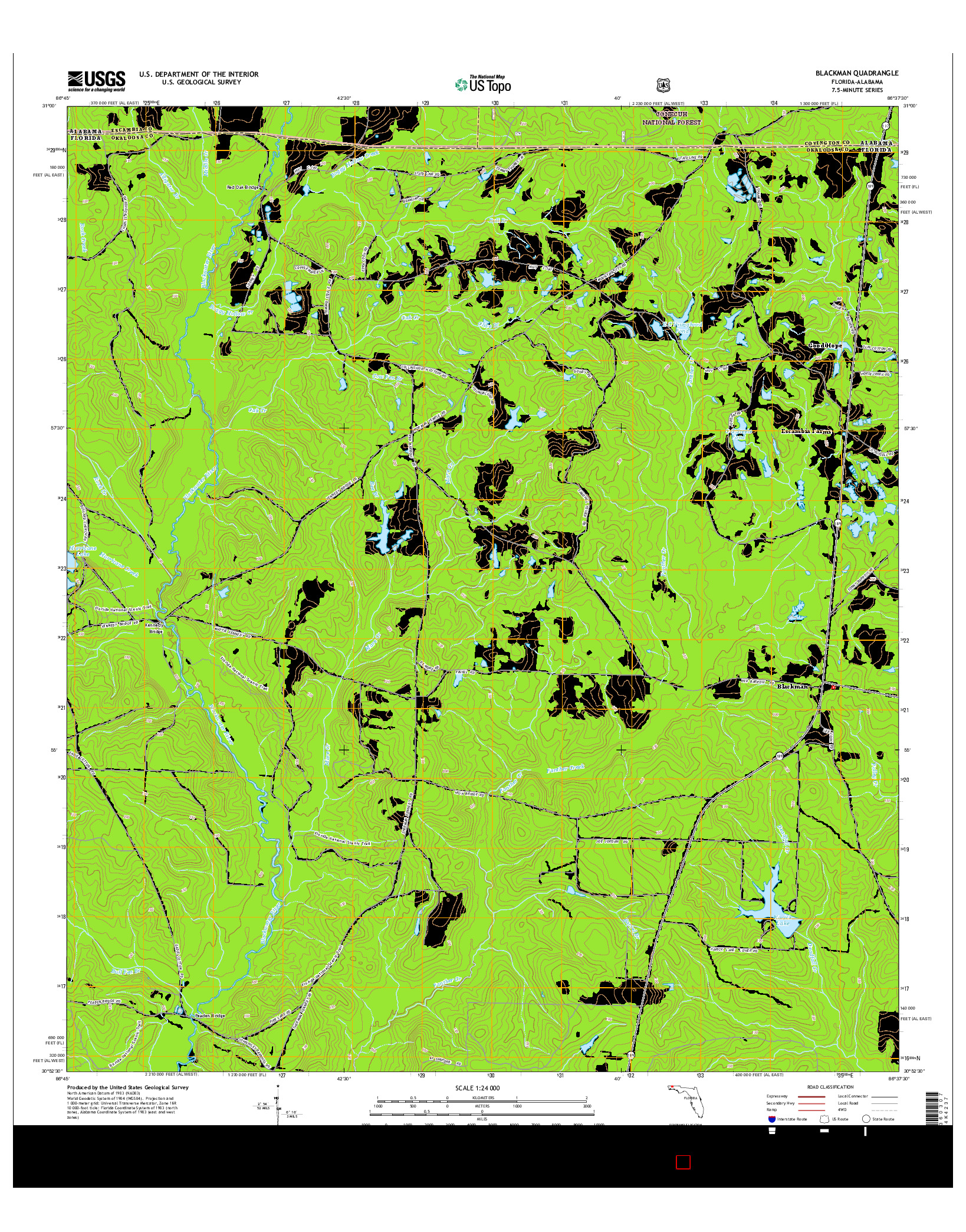 USGS US TOPO 7.5-MINUTE MAP FOR BLACKMAN, FL-AL 2015