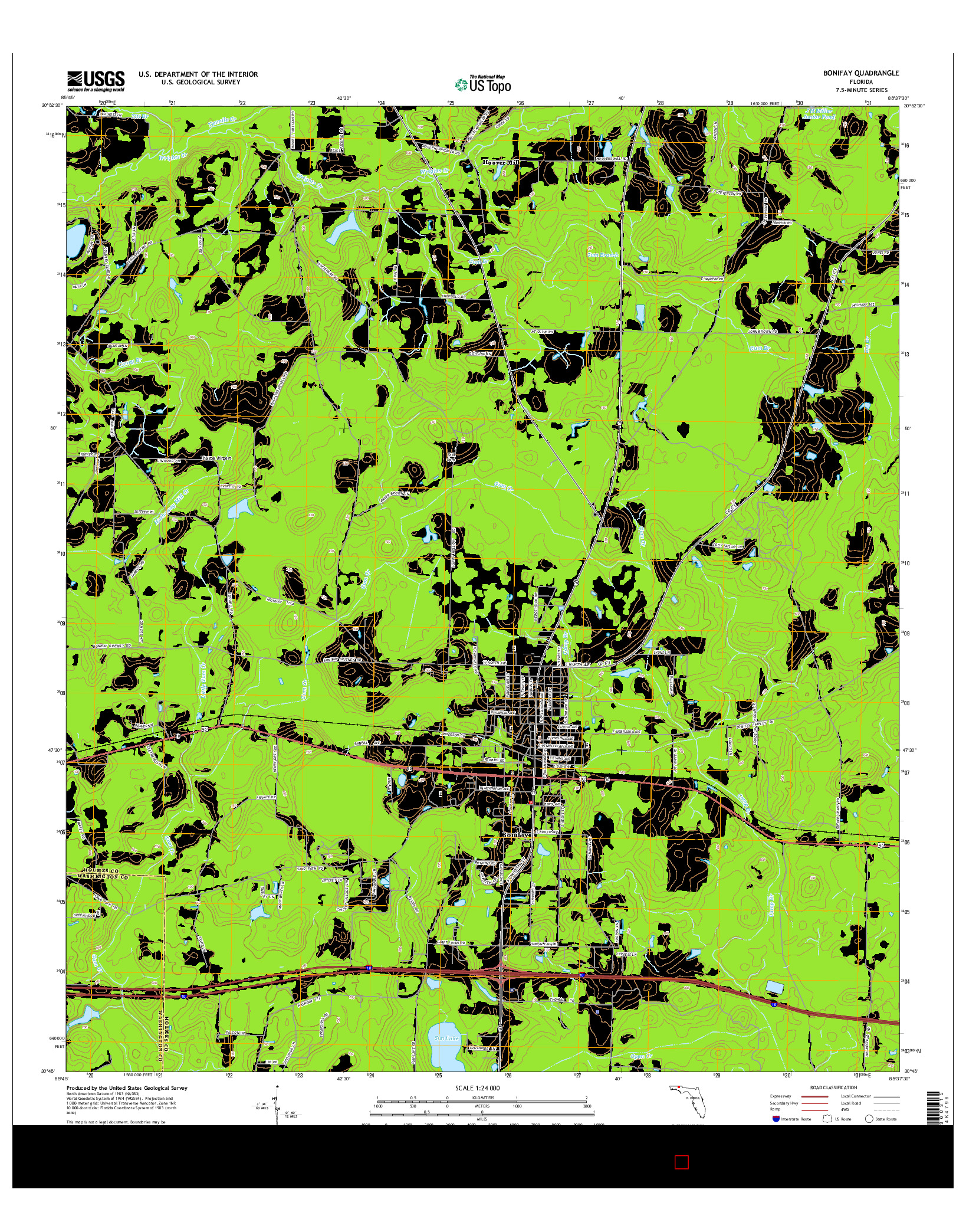 USGS US TOPO 7.5-MINUTE MAP FOR BONIFAY, FL 2015