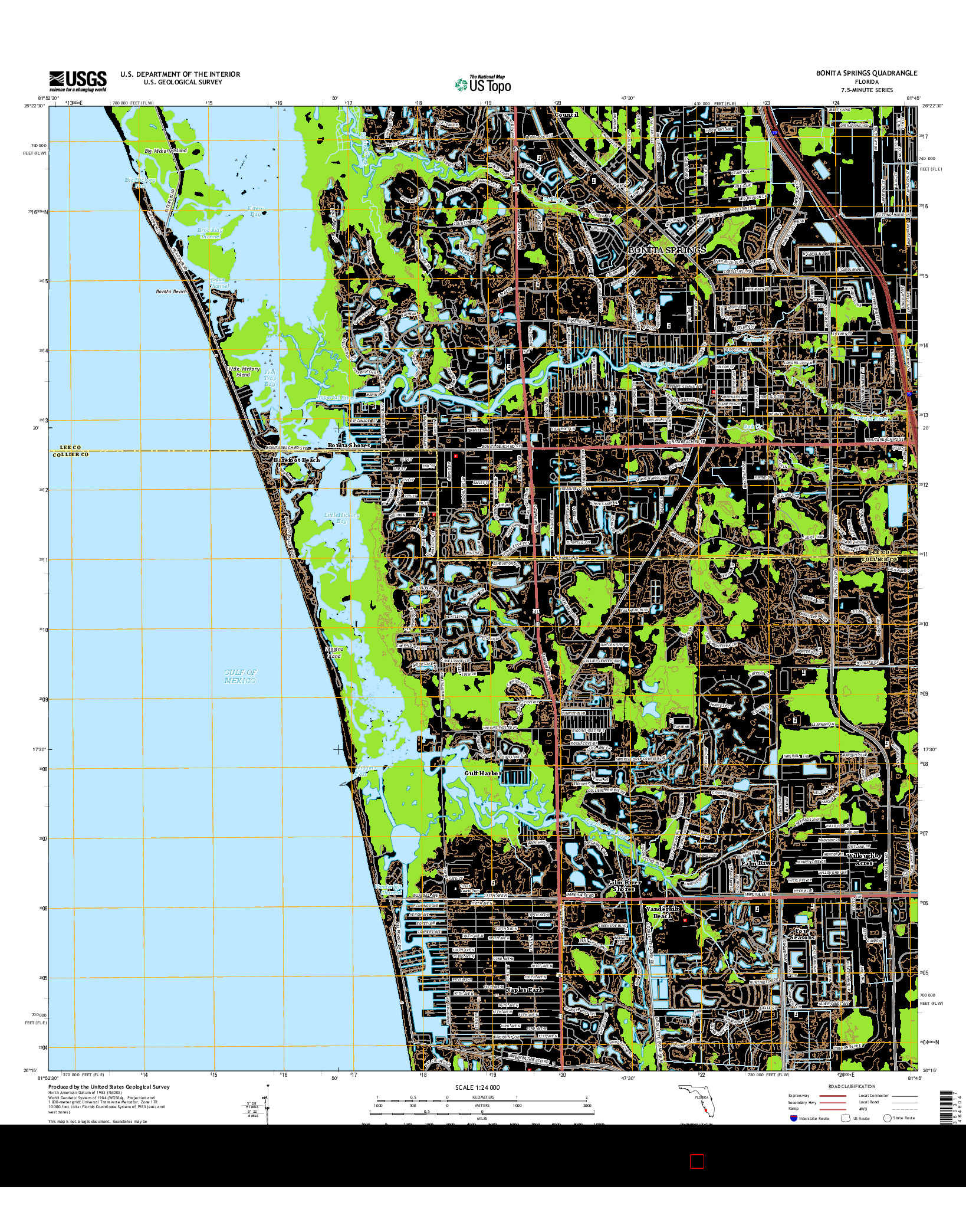 USGS US TOPO 7.5-MINUTE MAP FOR BONITA SPRINGS, FL 2015