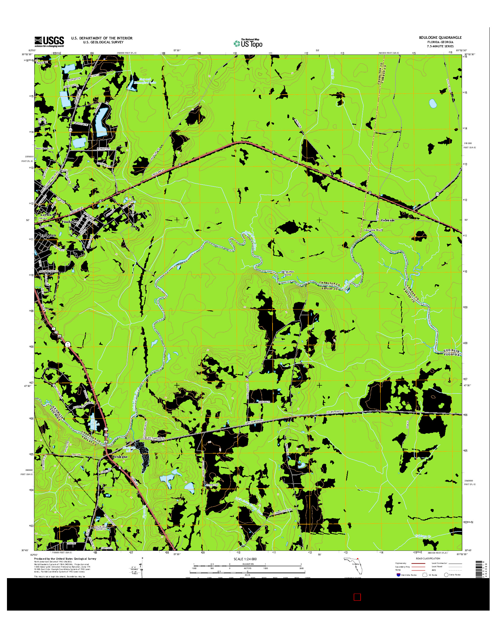 USGS US TOPO 7.5-MINUTE MAP FOR BOULOGNE, FL-GA 2015