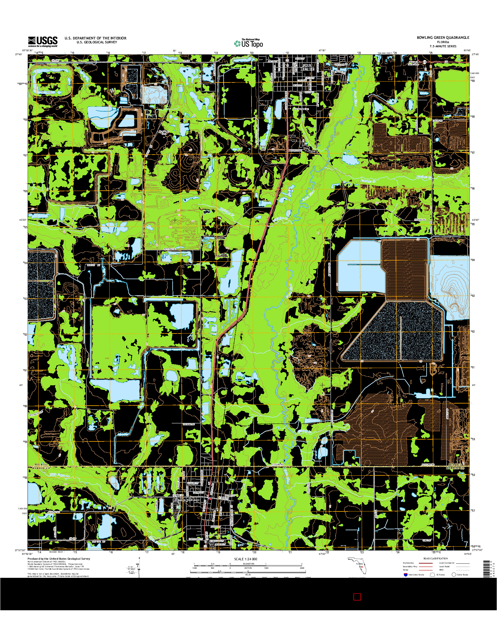 USGS US TOPO 7.5-MINUTE MAP FOR BOWLING GREEN, FL 2015