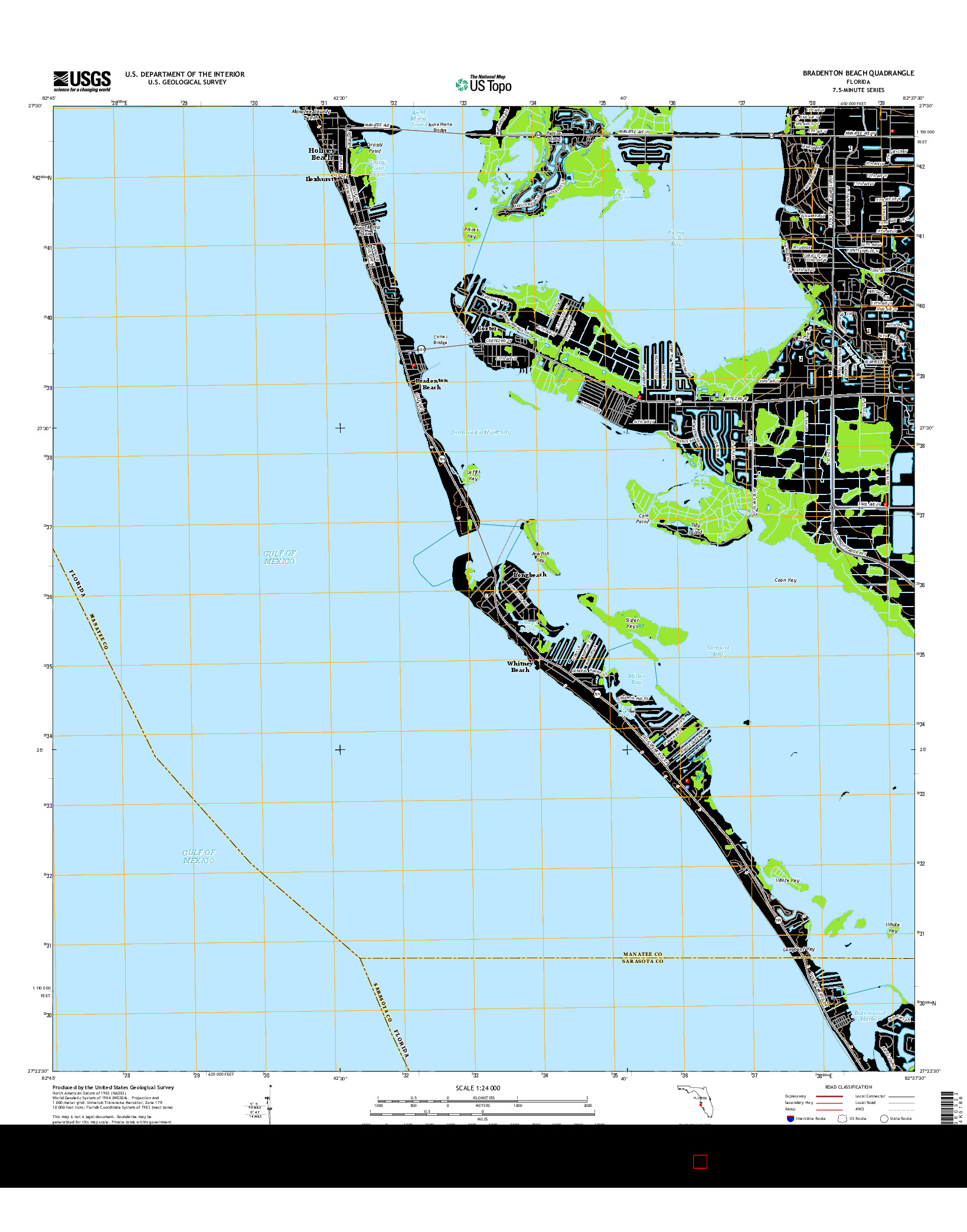 USGS US TOPO 7.5-MINUTE MAP FOR BRADENTON BEACH, FL 2015