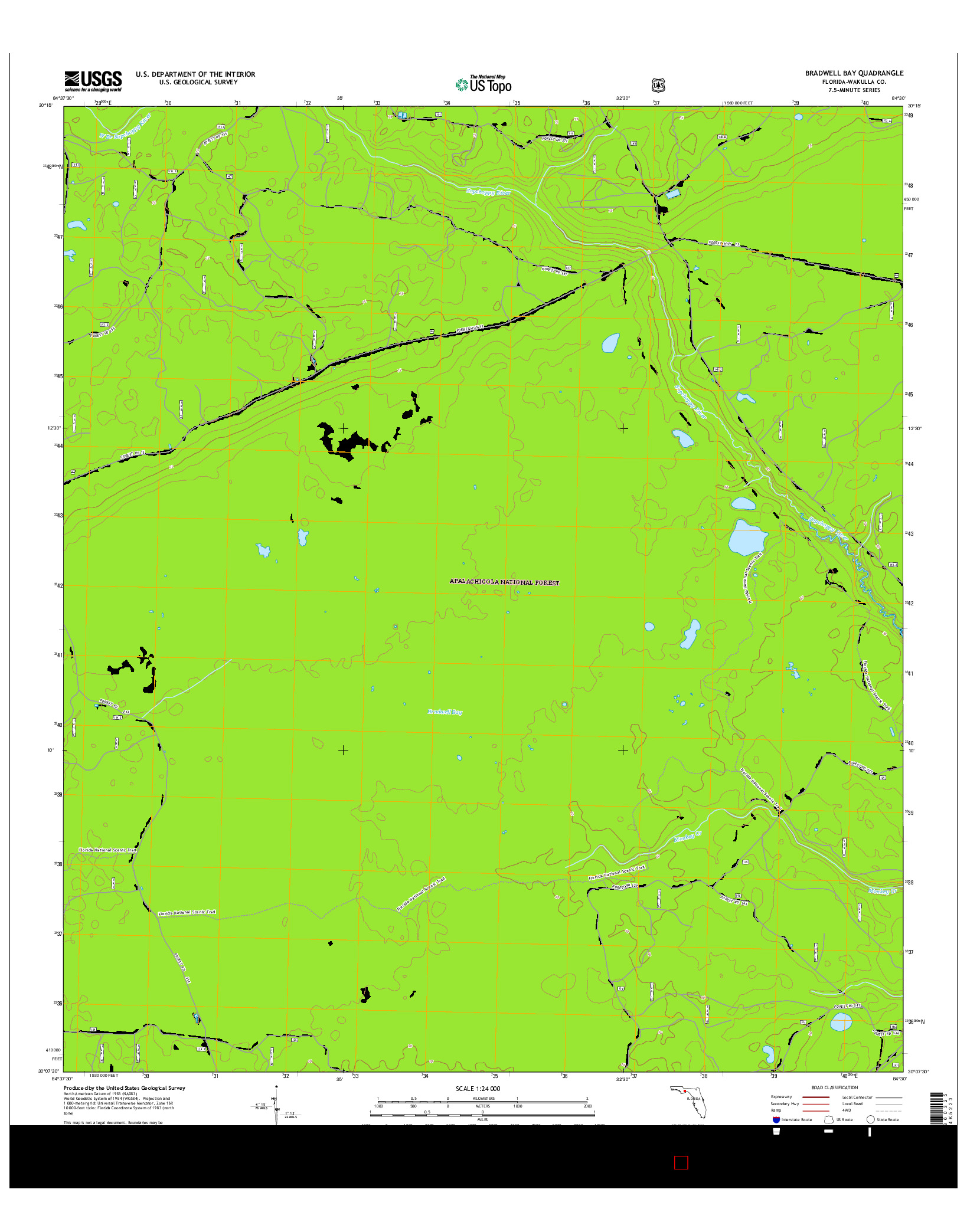 USGS US TOPO 7.5-MINUTE MAP FOR BRADWELL BAY, FL 2015