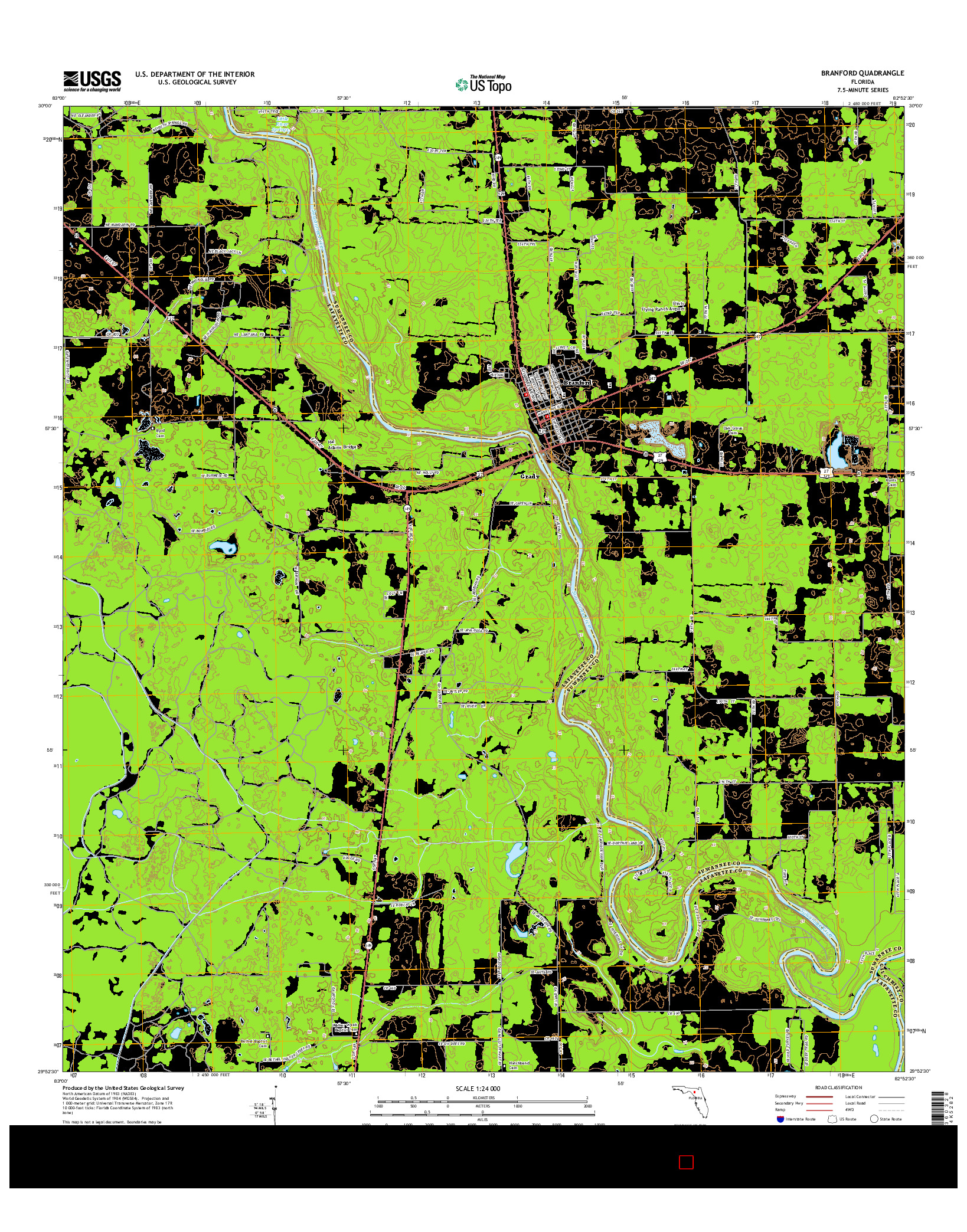 USGS US TOPO 7.5-MINUTE MAP FOR BRANFORD, FL 2015