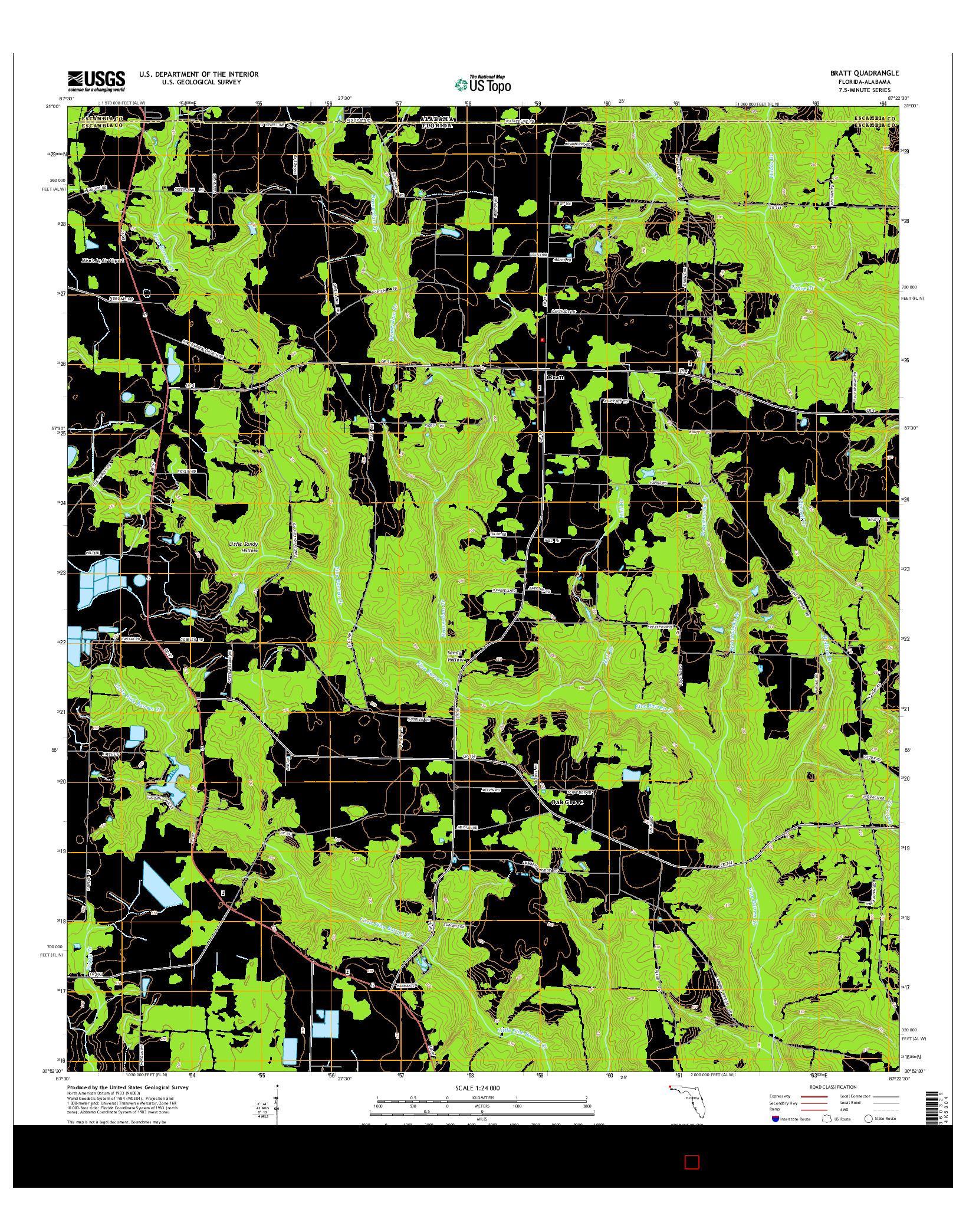 USGS US TOPO 7.5-MINUTE MAP FOR BRATT, FL-AL 2015