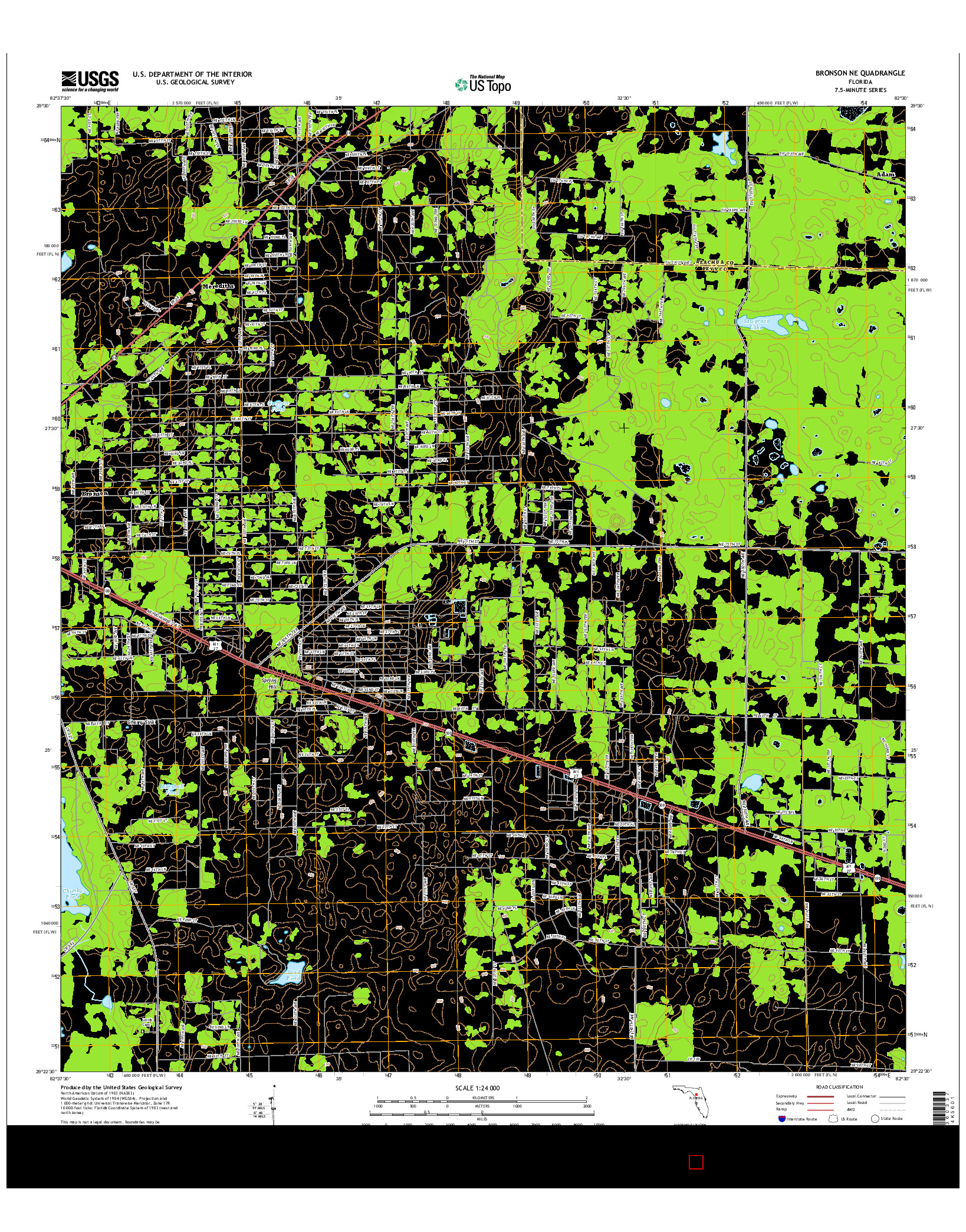 USGS US TOPO 7.5-MINUTE MAP FOR BRONSON NE, FL 2015