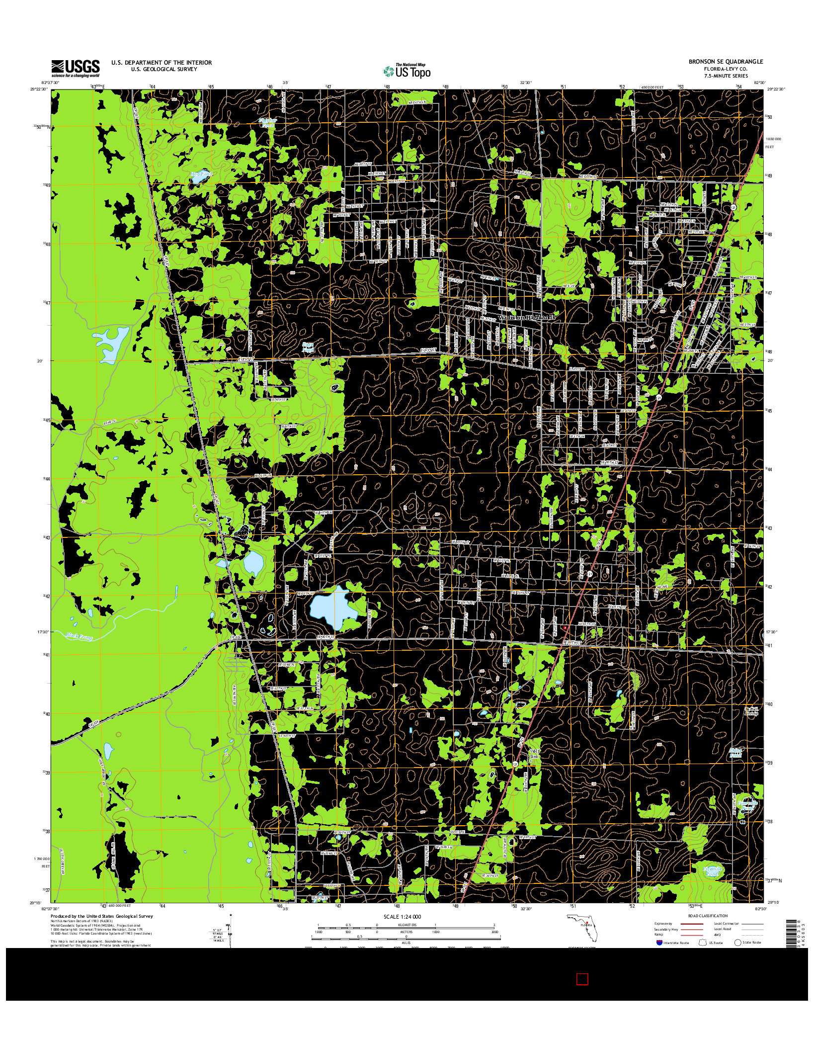 USGS US TOPO 7.5-MINUTE MAP FOR BRONSON SE, FL 2015