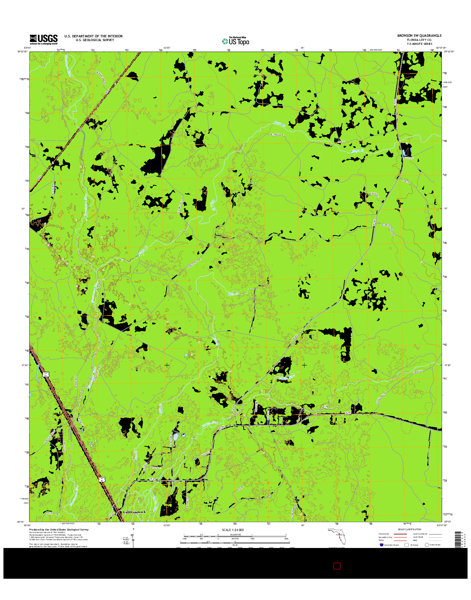 USGS US TOPO 7.5-MINUTE MAP FOR BRONSON SW, FL 2015