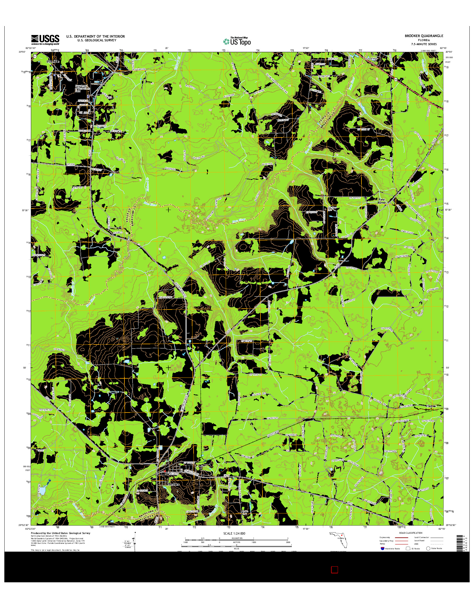 USGS US TOPO 7.5-MINUTE MAP FOR BROOKER, FL 2015