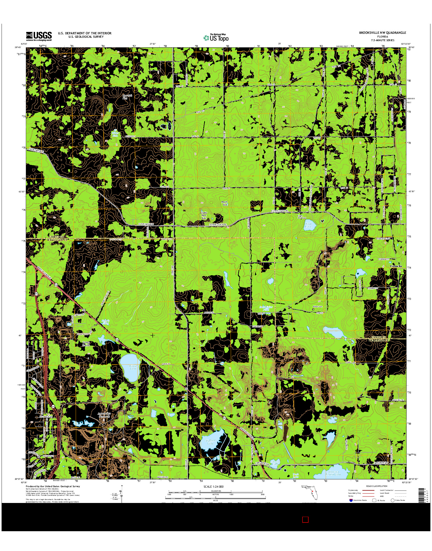 USGS US TOPO 7.5-MINUTE MAP FOR BROOKSVILLE NW, FL 2015