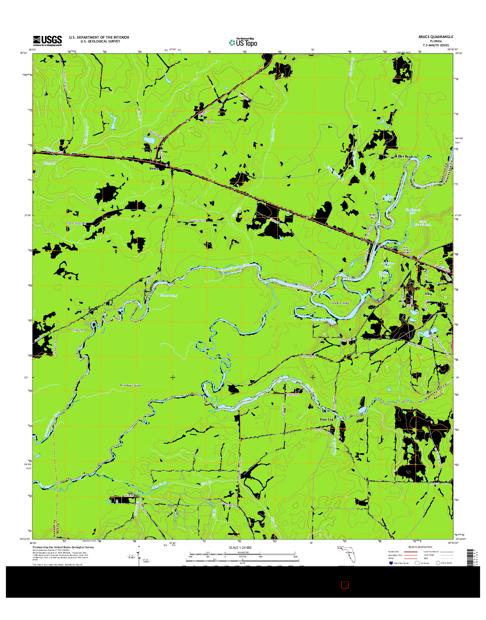 USGS US TOPO 7.5-MINUTE MAP FOR BRUCE, FL 2015