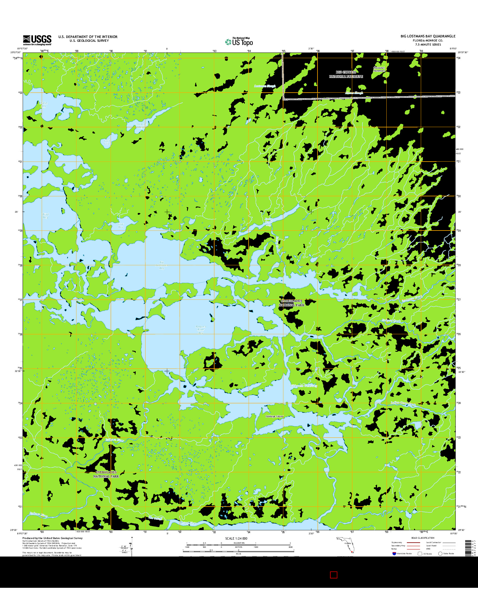 USGS US TOPO 7.5-MINUTE MAP FOR BIG LOSTMANS BAY, FL 2015