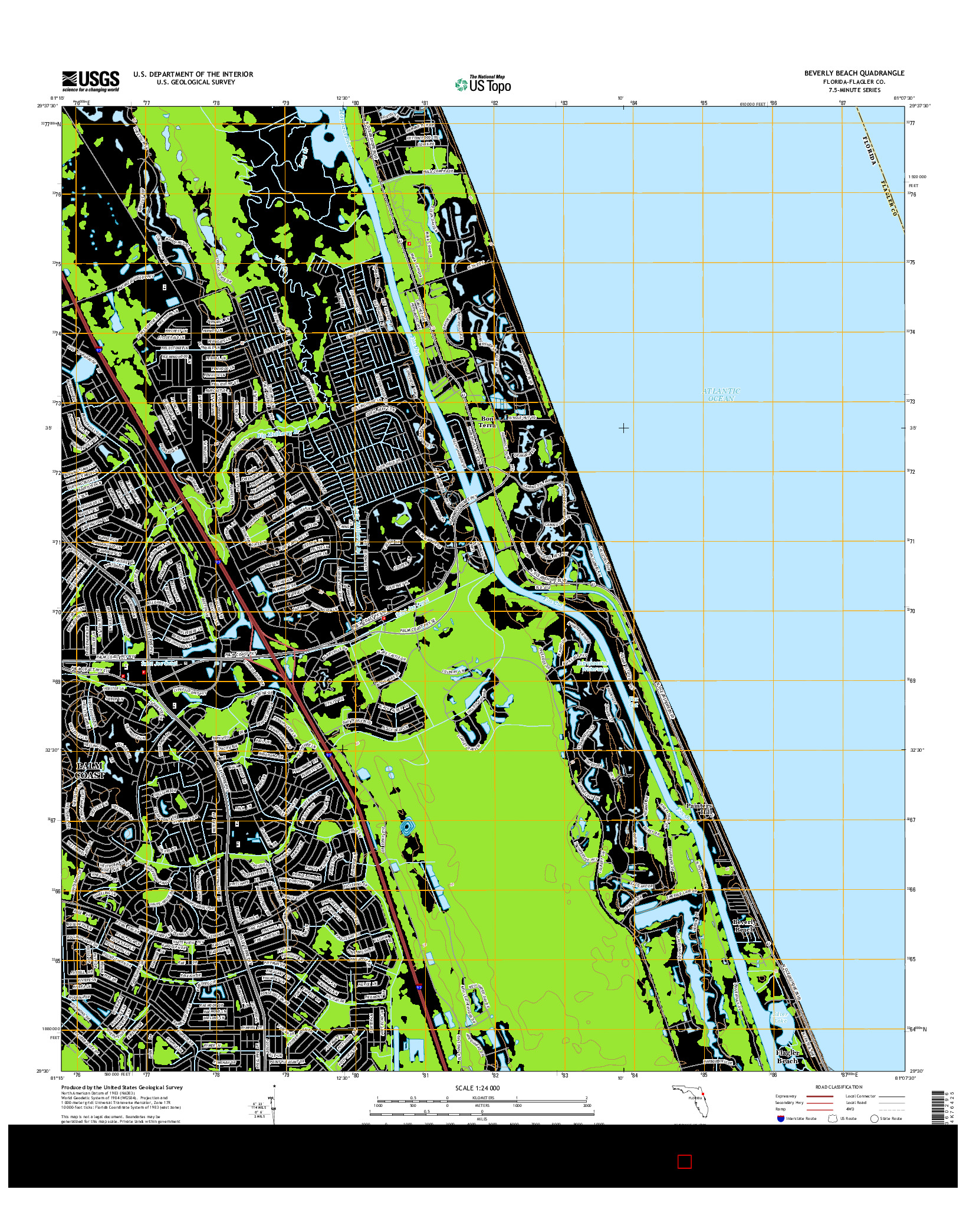 USGS US TOPO 7.5-MINUTE MAP FOR BEVERLY BEACH, FL 2015