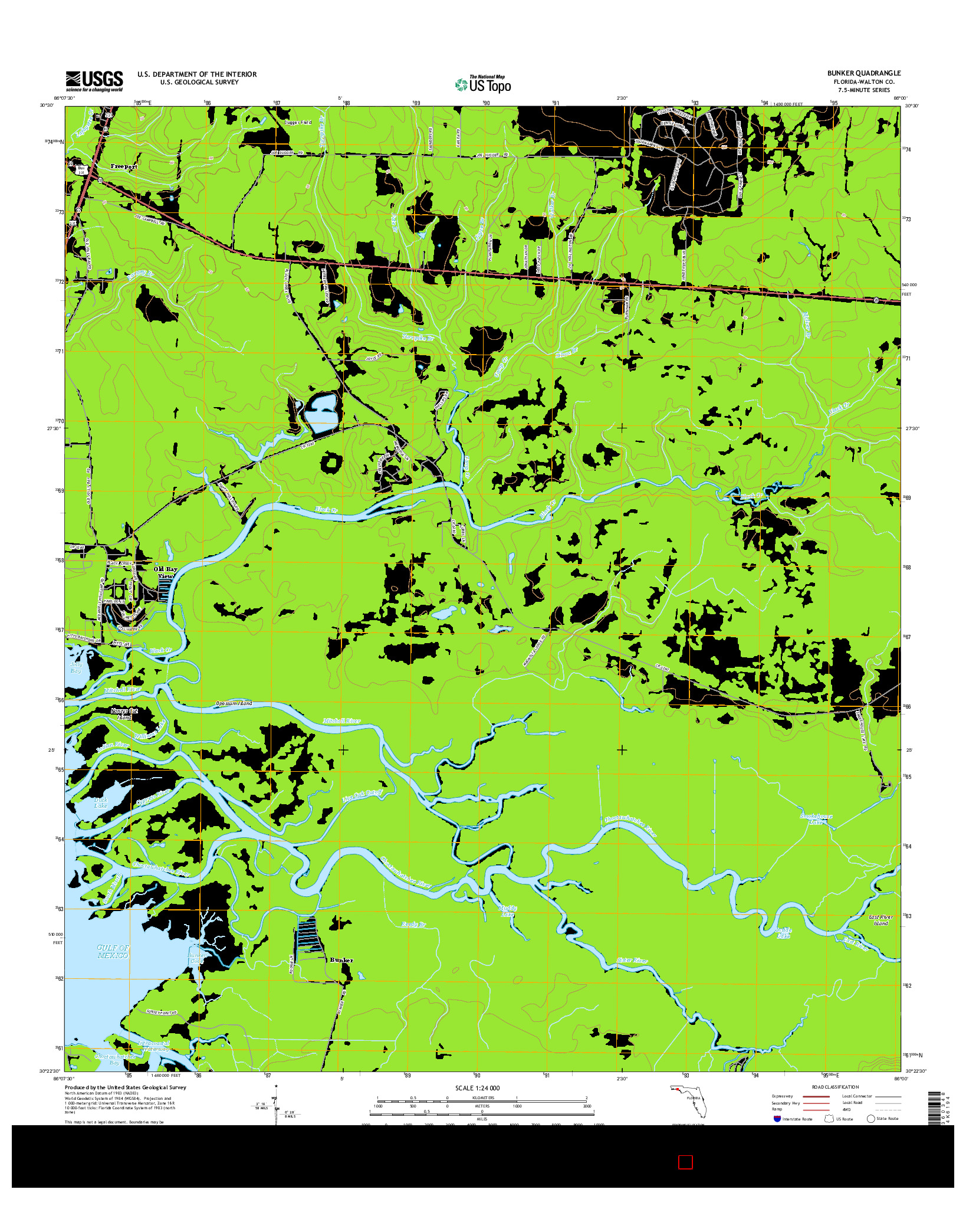 USGS US TOPO 7.5-MINUTE MAP FOR BUNKER, FL 2015