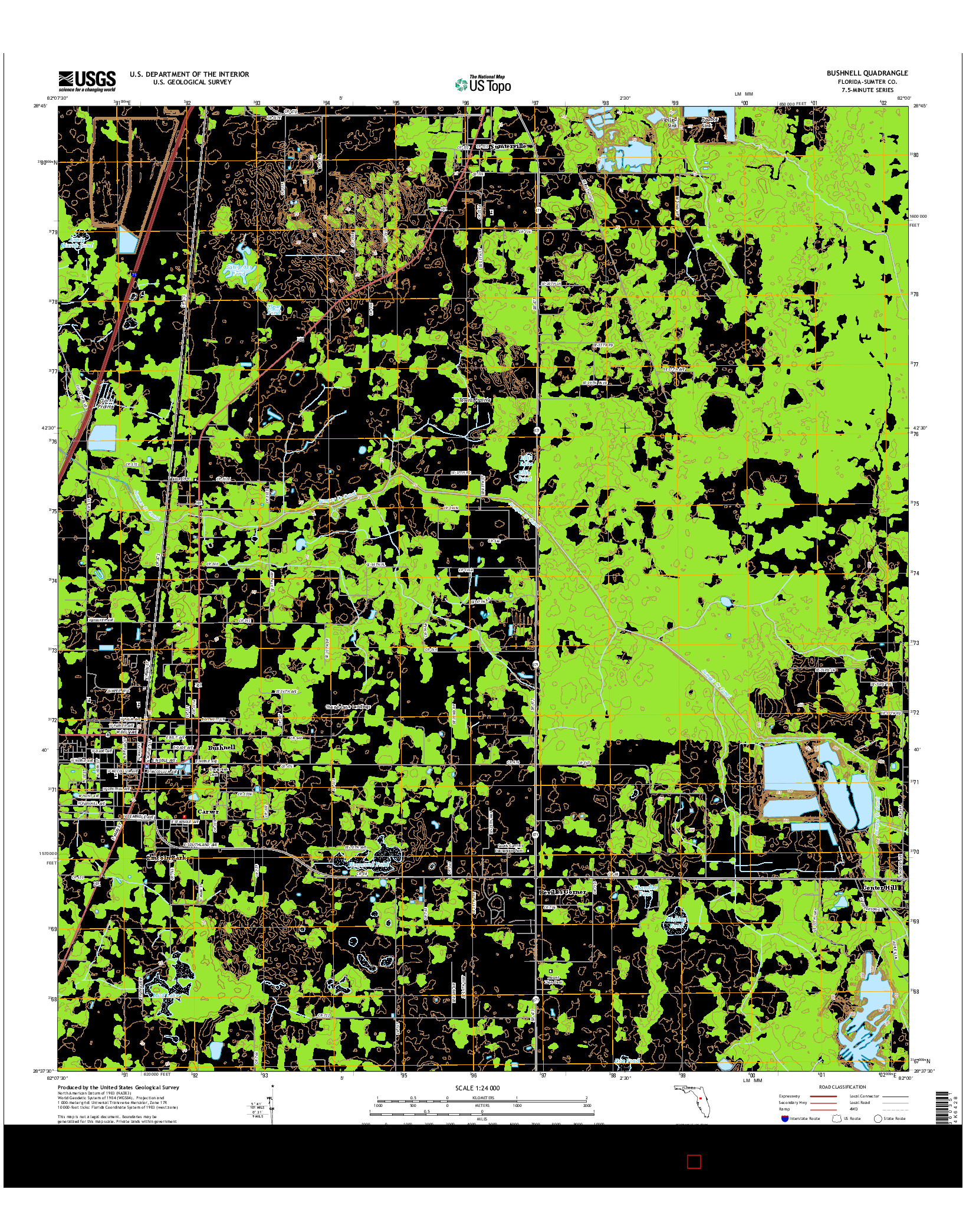 USGS US TOPO 7.5-MINUTE MAP FOR BUSHNELL, FL 2015