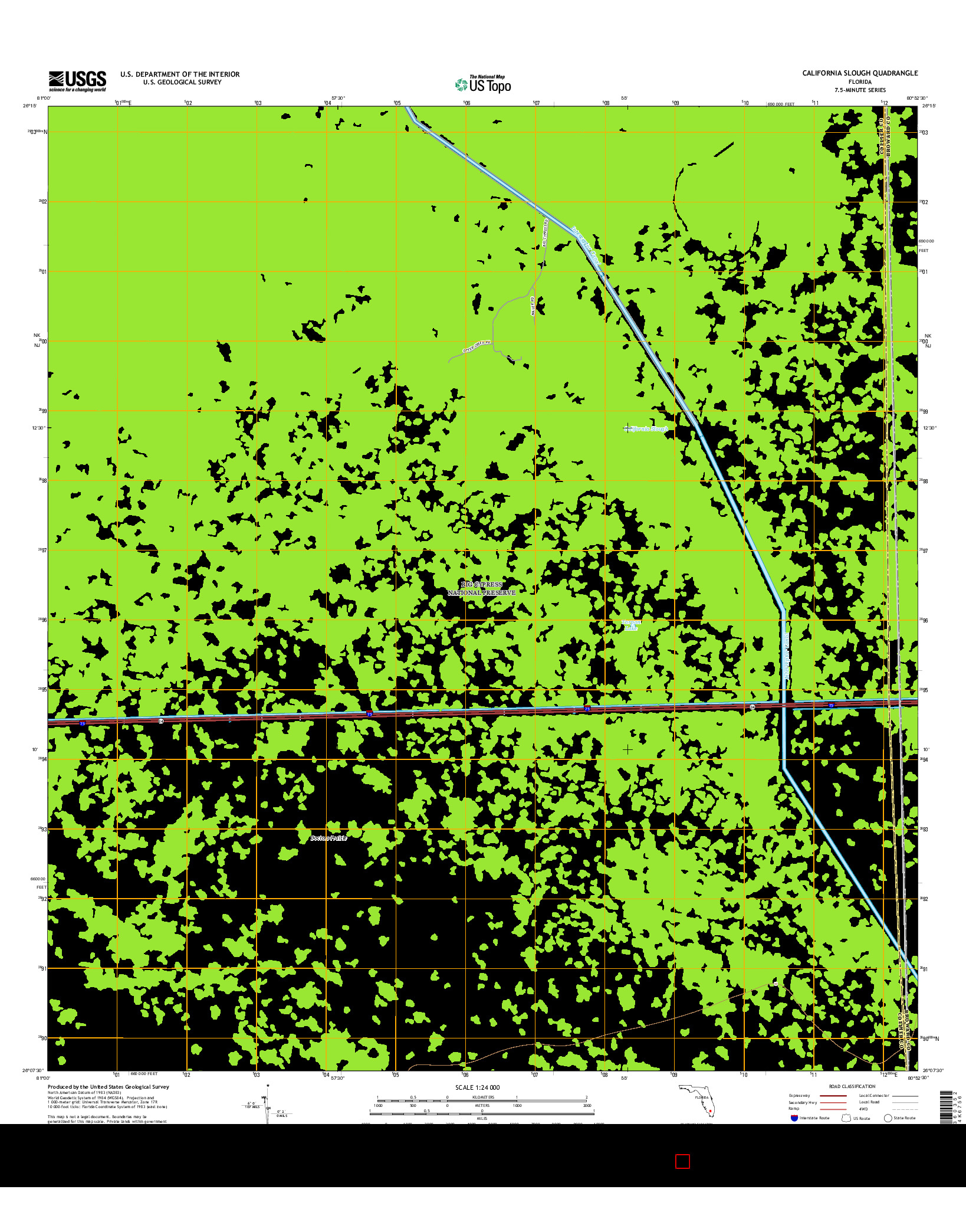 USGS US TOPO 7.5-MINUTE MAP FOR CALIFORNIA SLOUGH, FL 2015