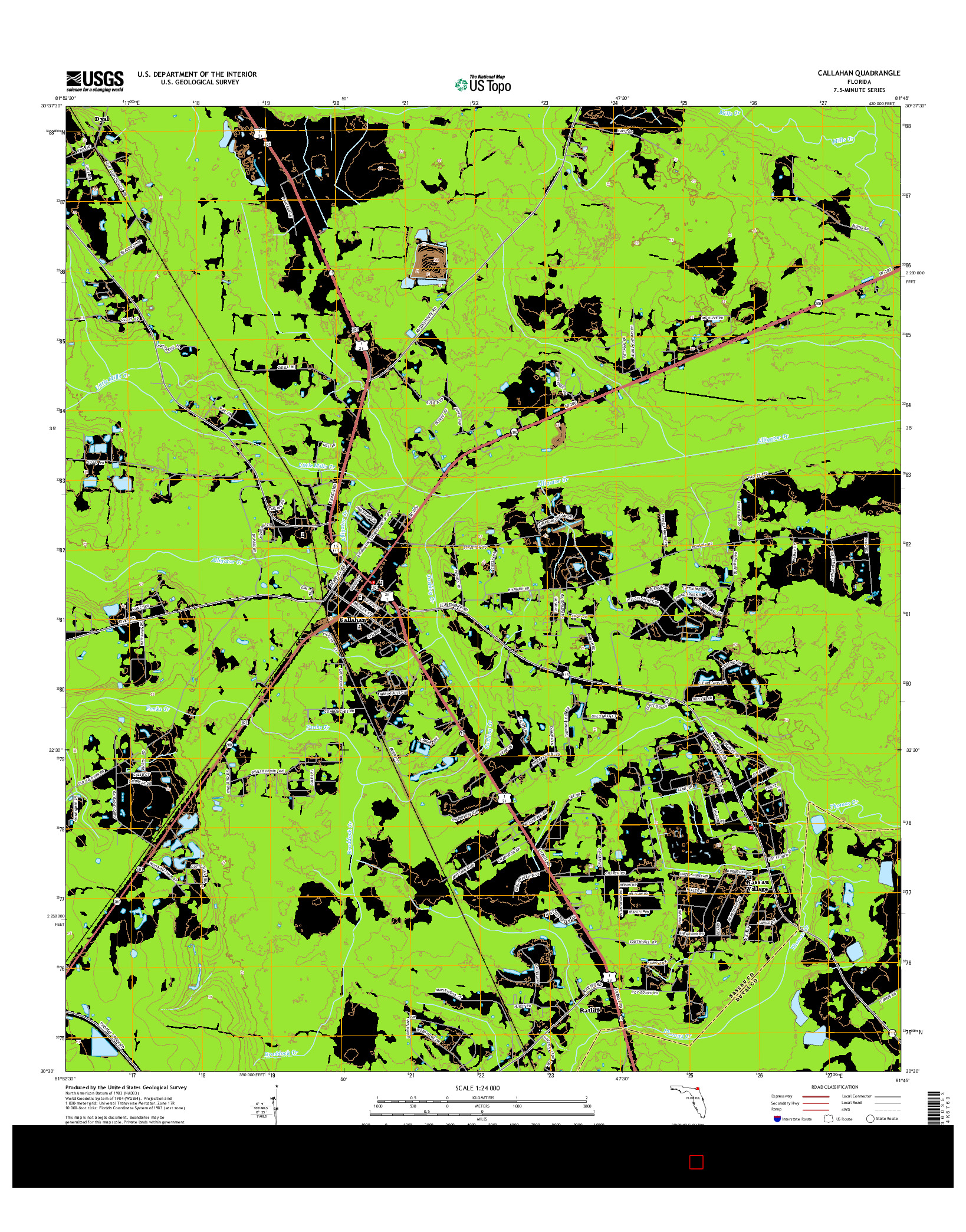 USGS US TOPO 7.5-MINUTE MAP FOR CALLAHAN, FL 2015