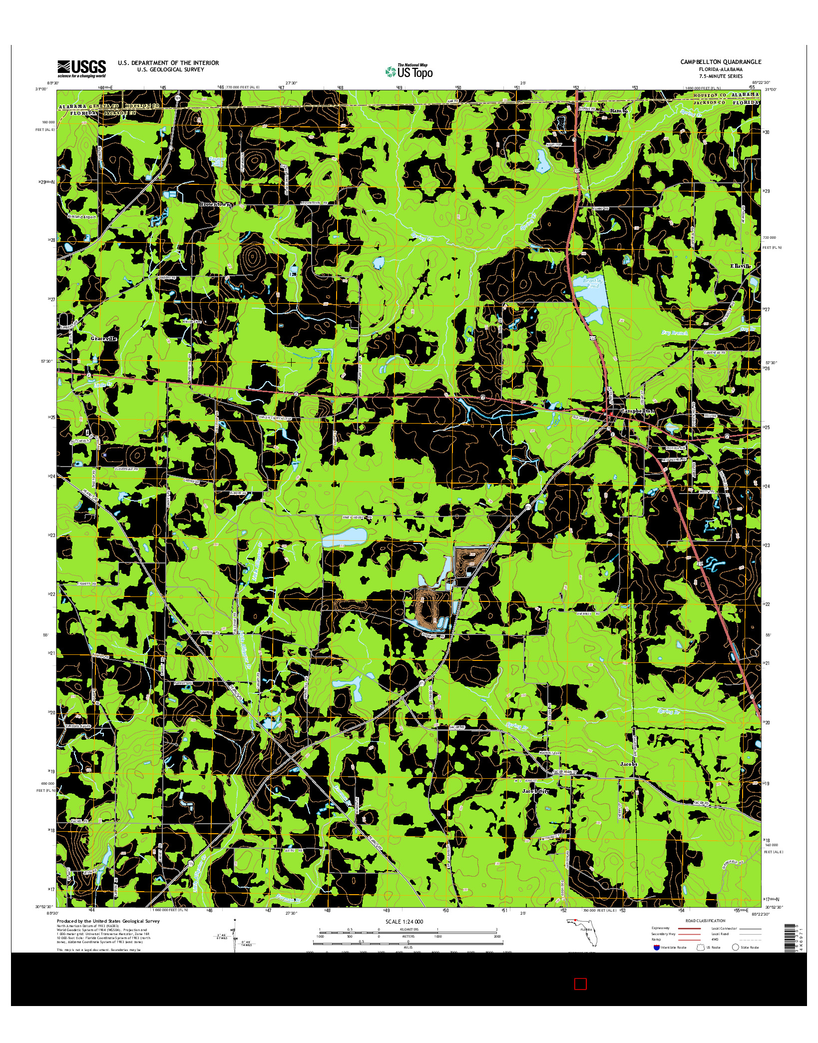 USGS US TOPO 7.5-MINUTE MAP FOR CAMPBELLTON, FL-AL 2015