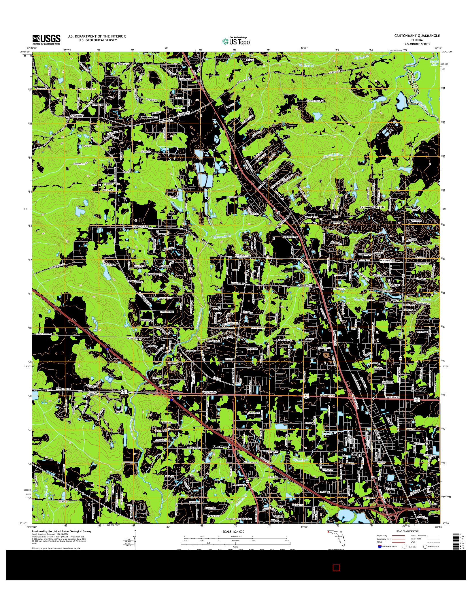 USGS US TOPO 7.5-MINUTE MAP FOR CANTONMENT, FL 2015