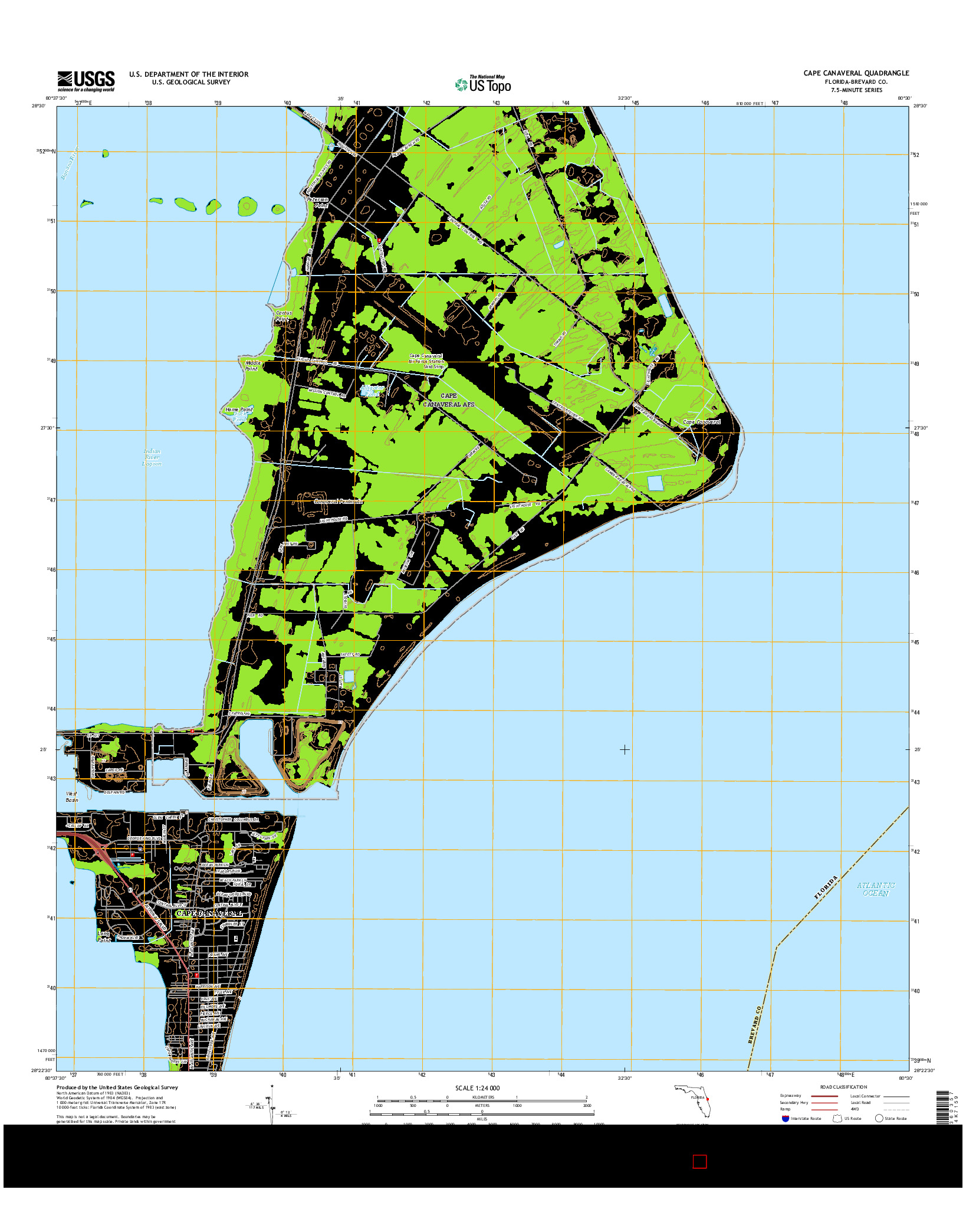 USGS US TOPO 7.5-MINUTE MAP FOR CAPE CANAVERAL, FL 2015