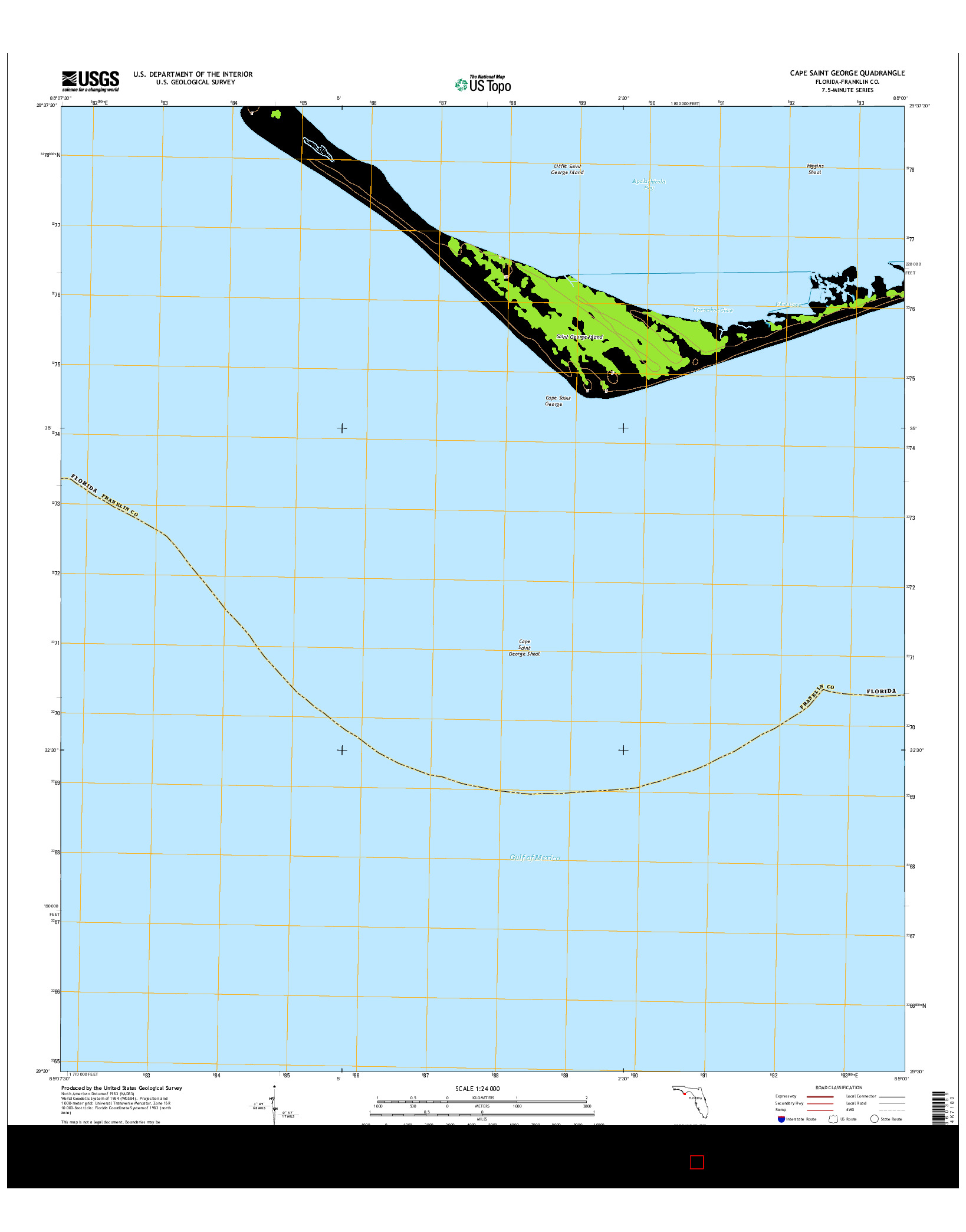 USGS US TOPO 7.5-MINUTE MAP FOR CAPE SAINT GEORGE, FL 2015