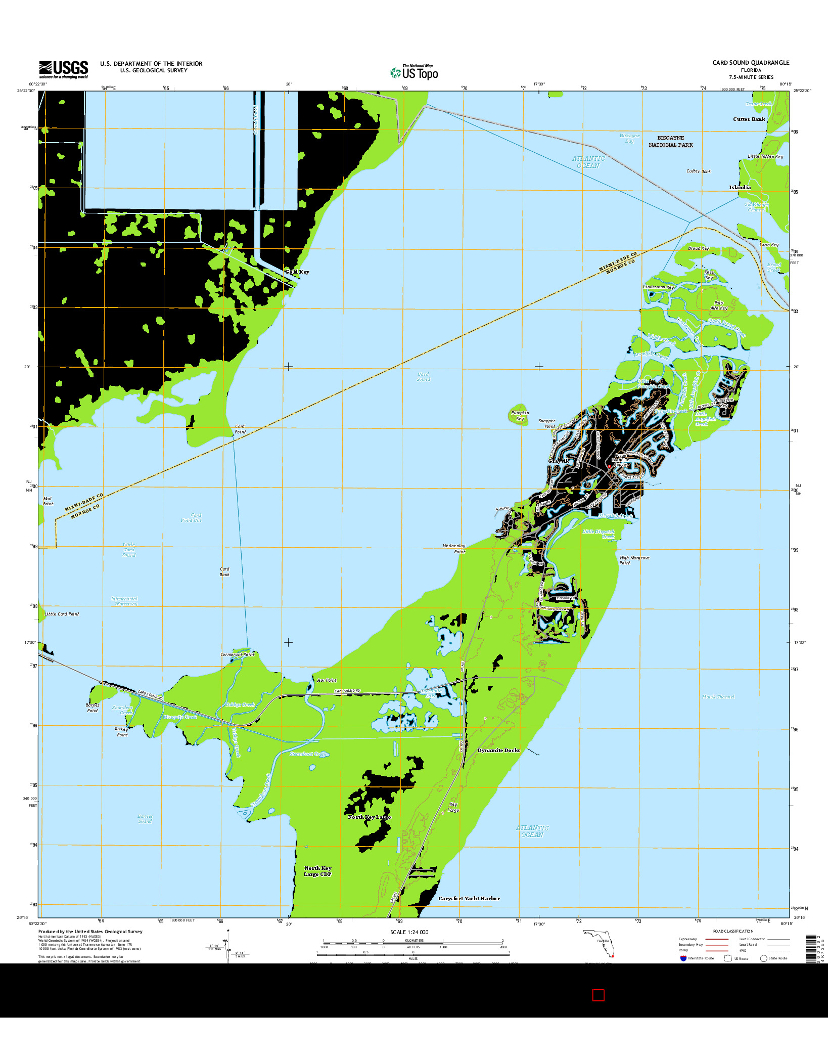 USGS US TOPO 7.5-MINUTE MAP FOR CARD SOUND, FL 2015