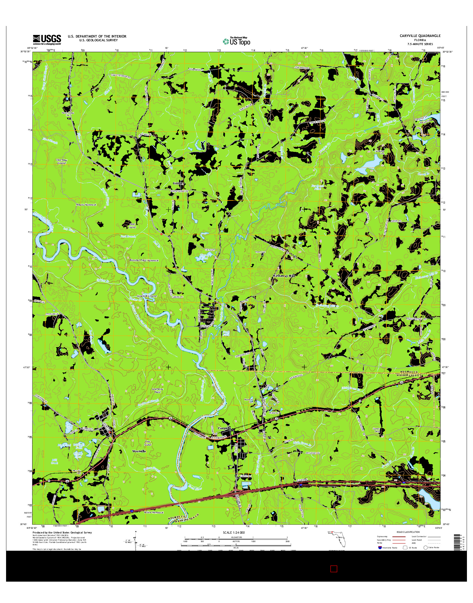 USGS US TOPO 7.5-MINUTE MAP FOR CARYVILLE, FL 2015