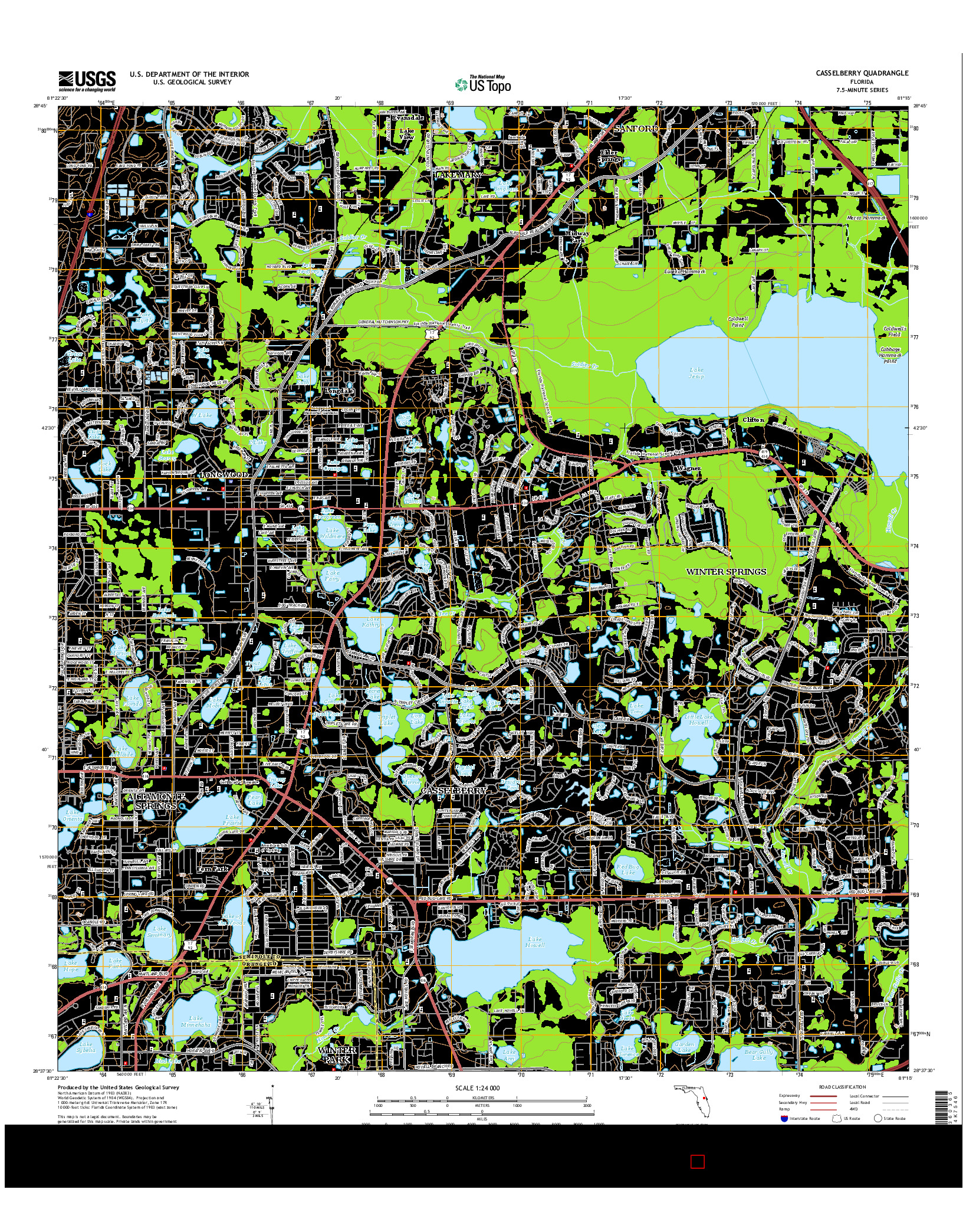 USGS US TOPO 7.5-MINUTE MAP FOR CASSELBERRY, FL 2015