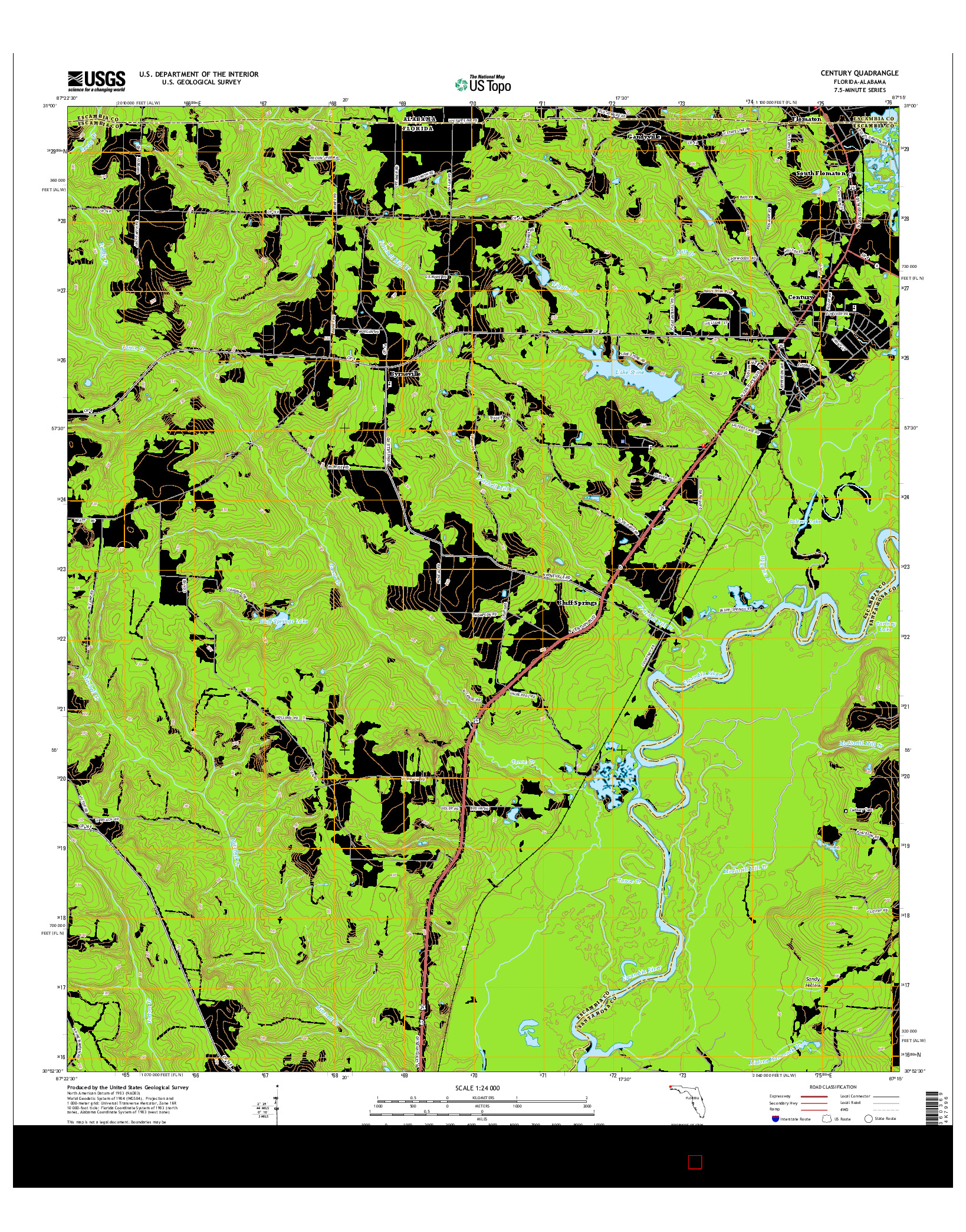USGS US TOPO 7.5-MINUTE MAP FOR CENTURY, FL-AL 2015